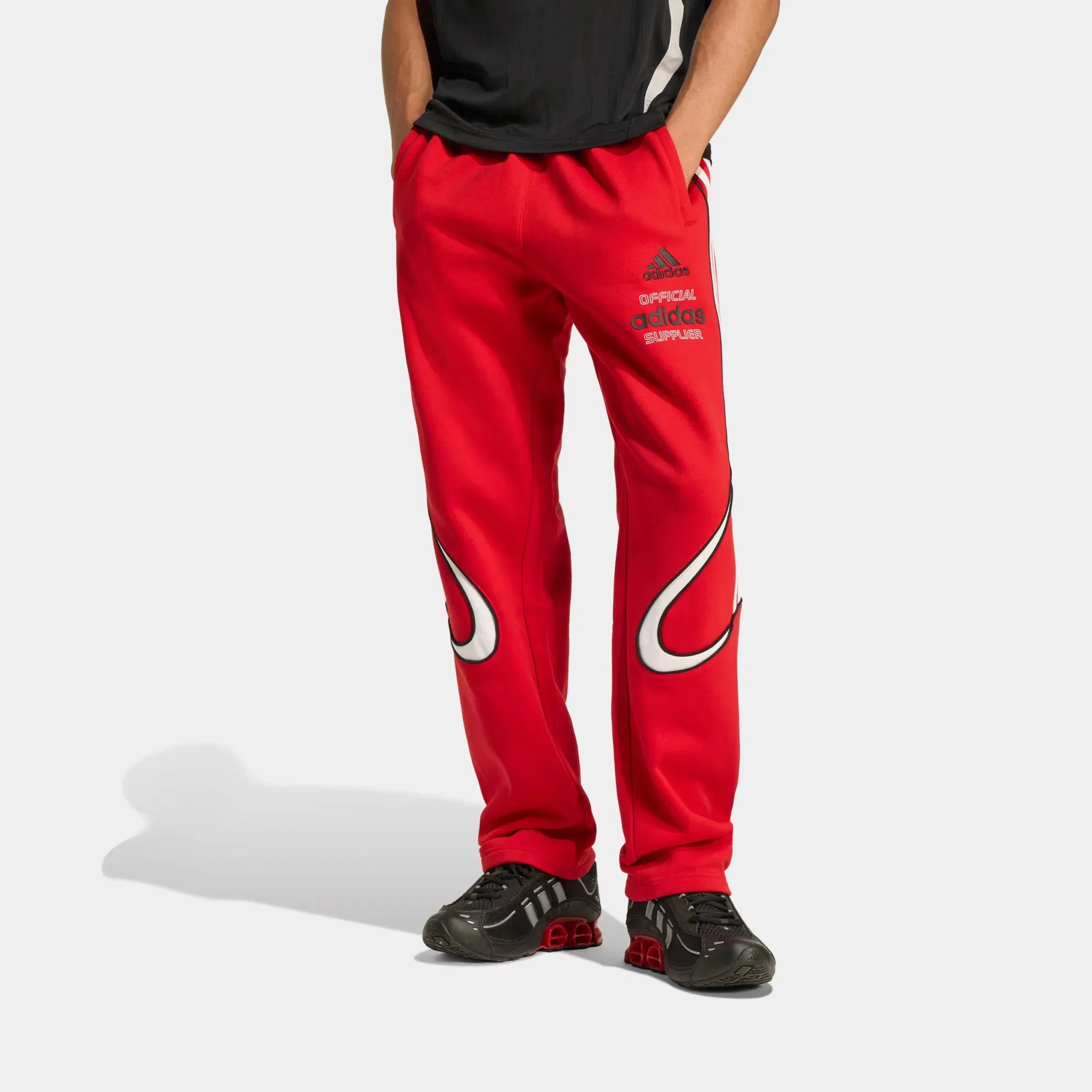 adidas Teamgeist Graphic Fleece Mens Pants (Better Scarlet/White)