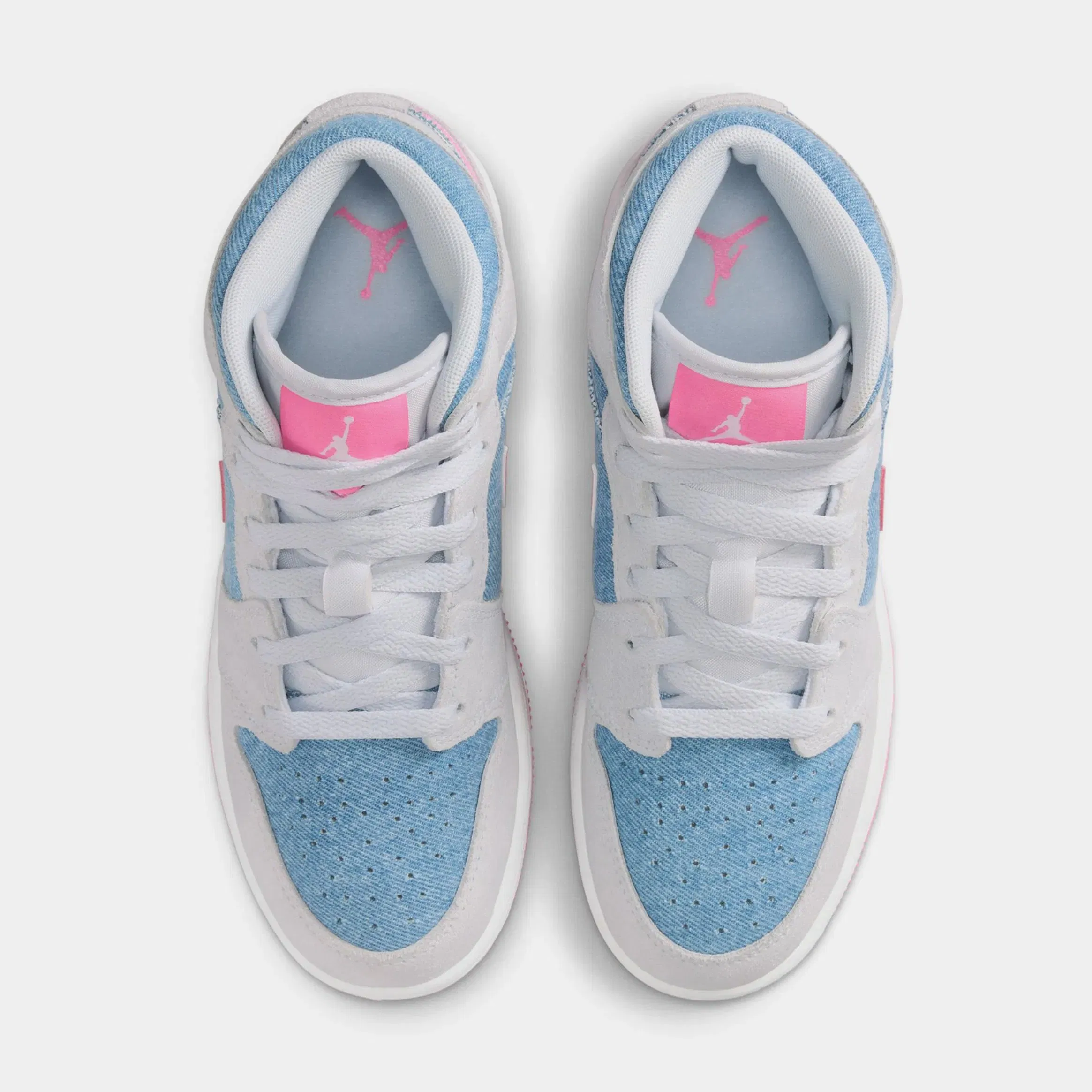 Air Jordan 1 Mid SE Grade School Lifestyle Shoes (Cobalt Bliss/White/Pink Glow)