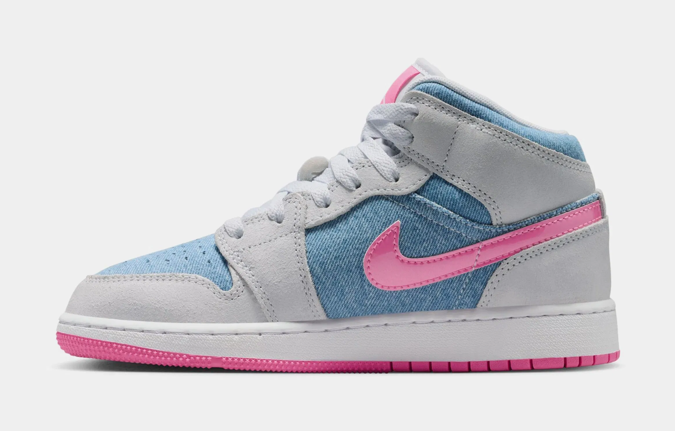 Air Jordan 1 Mid SE Grade School Lifestyle Shoes (Cobalt Bliss/White/Pink Glow)