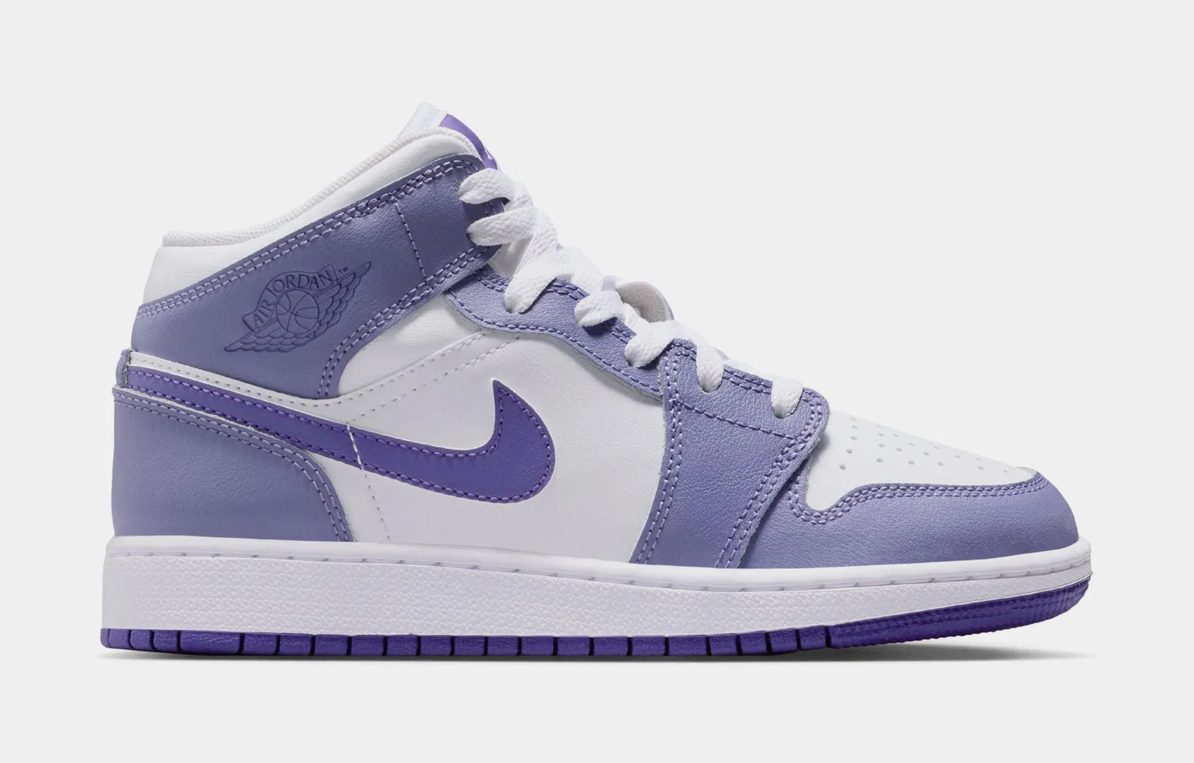 Air Jordan 1 Mid Grade School Lifestyle Shoes (Dusty Amethyst/White/Court Purple)