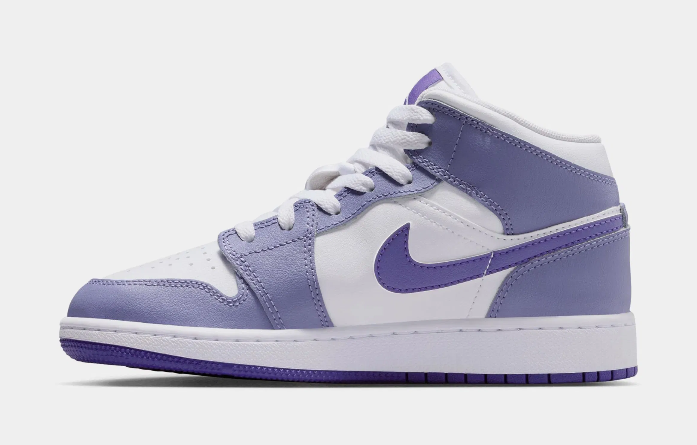 Air Jordan 1 Mid Grade School Lifestyle Shoes (Dusty Amethyst/White/Court Purple)