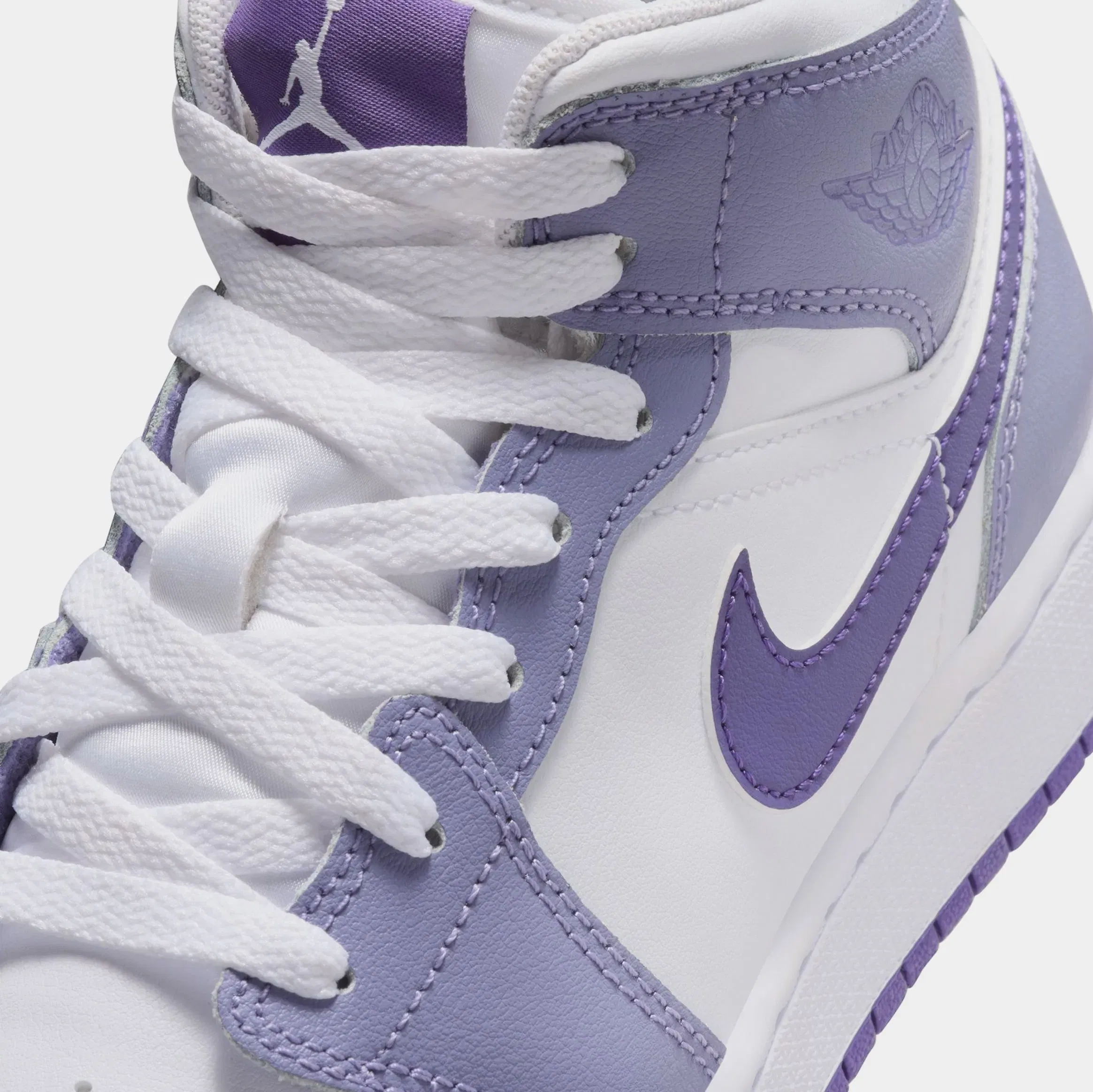 Air Jordan 1 Mid Grade School Lifestyle Shoes (Dusty Amethyst/White/Court Purple)