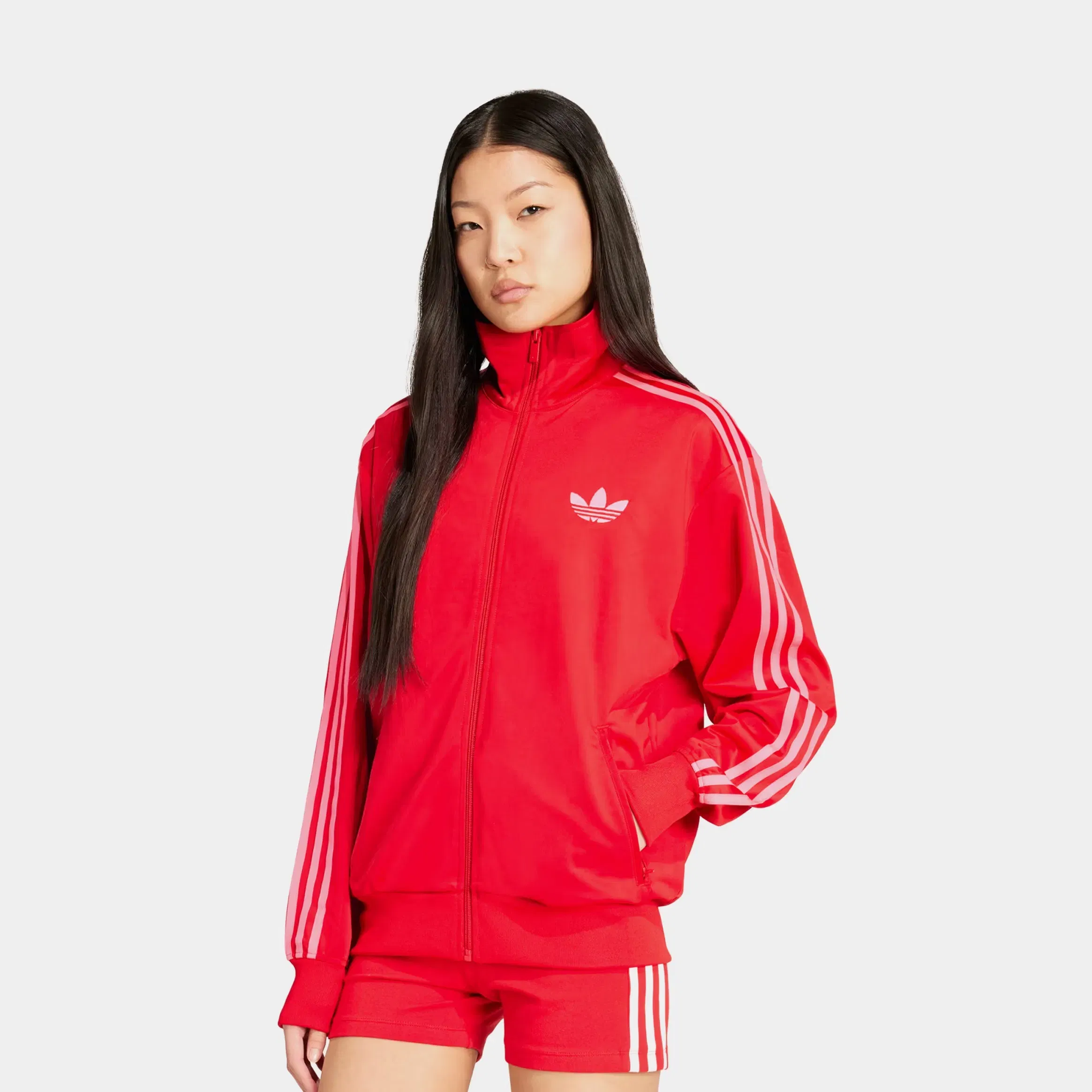 adidas Adicolor Classic Firebird Loose Track Womens Jacket (Better Scarlet/Lucid Pink)
