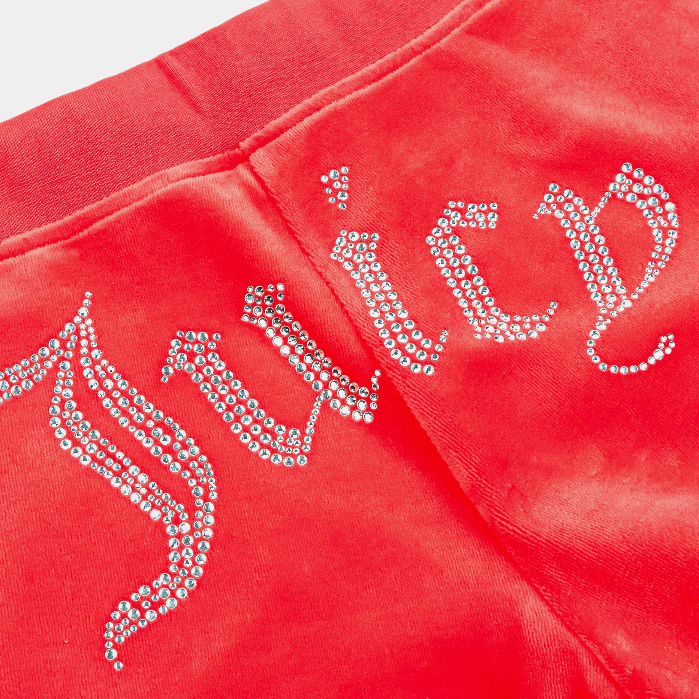 Juicy Couture Hotfix Velour Womens Shorts (Red)