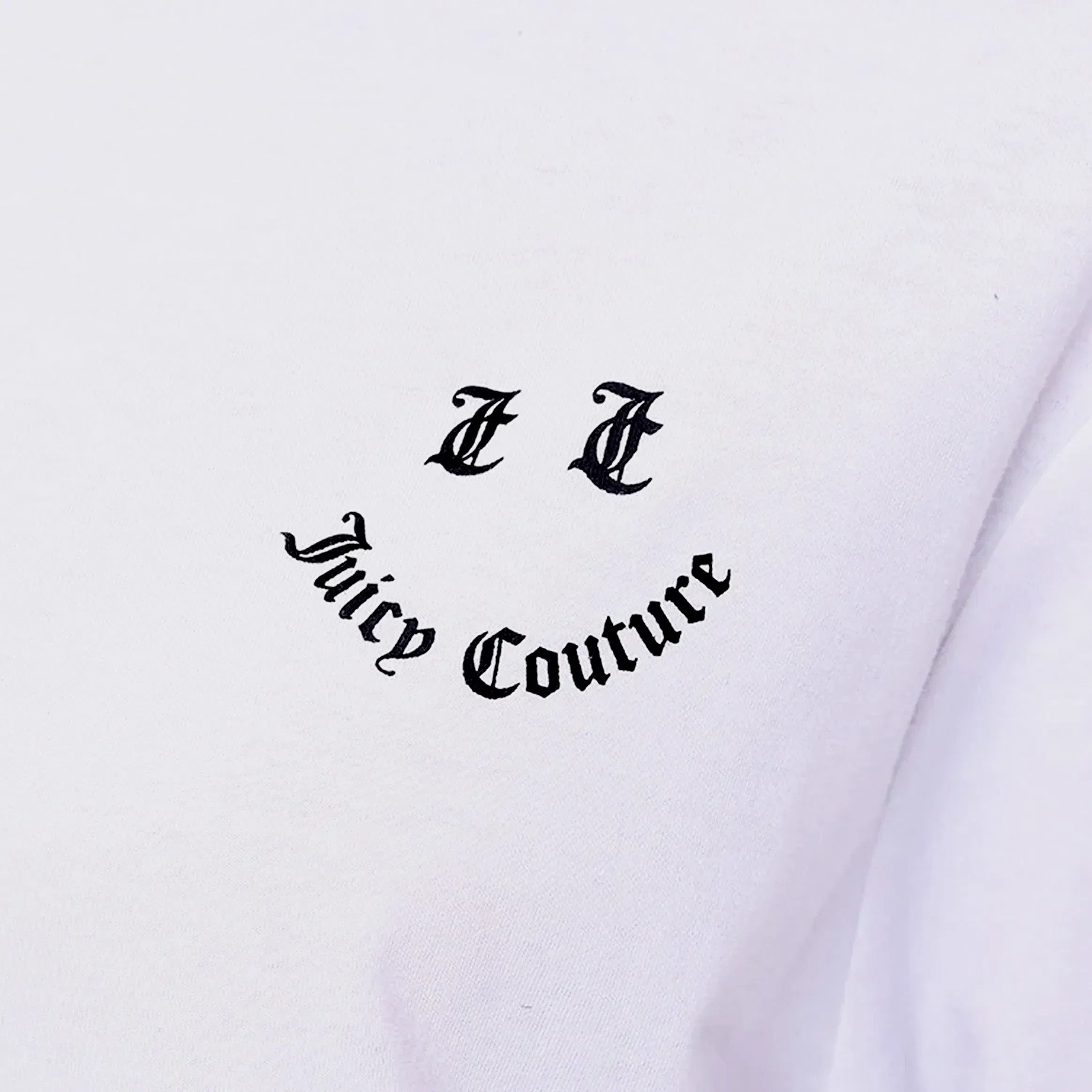 Juicy Couture Oversized Have A Juicy Day Graphic Womens Short Sleeve Shirt (White/Black)