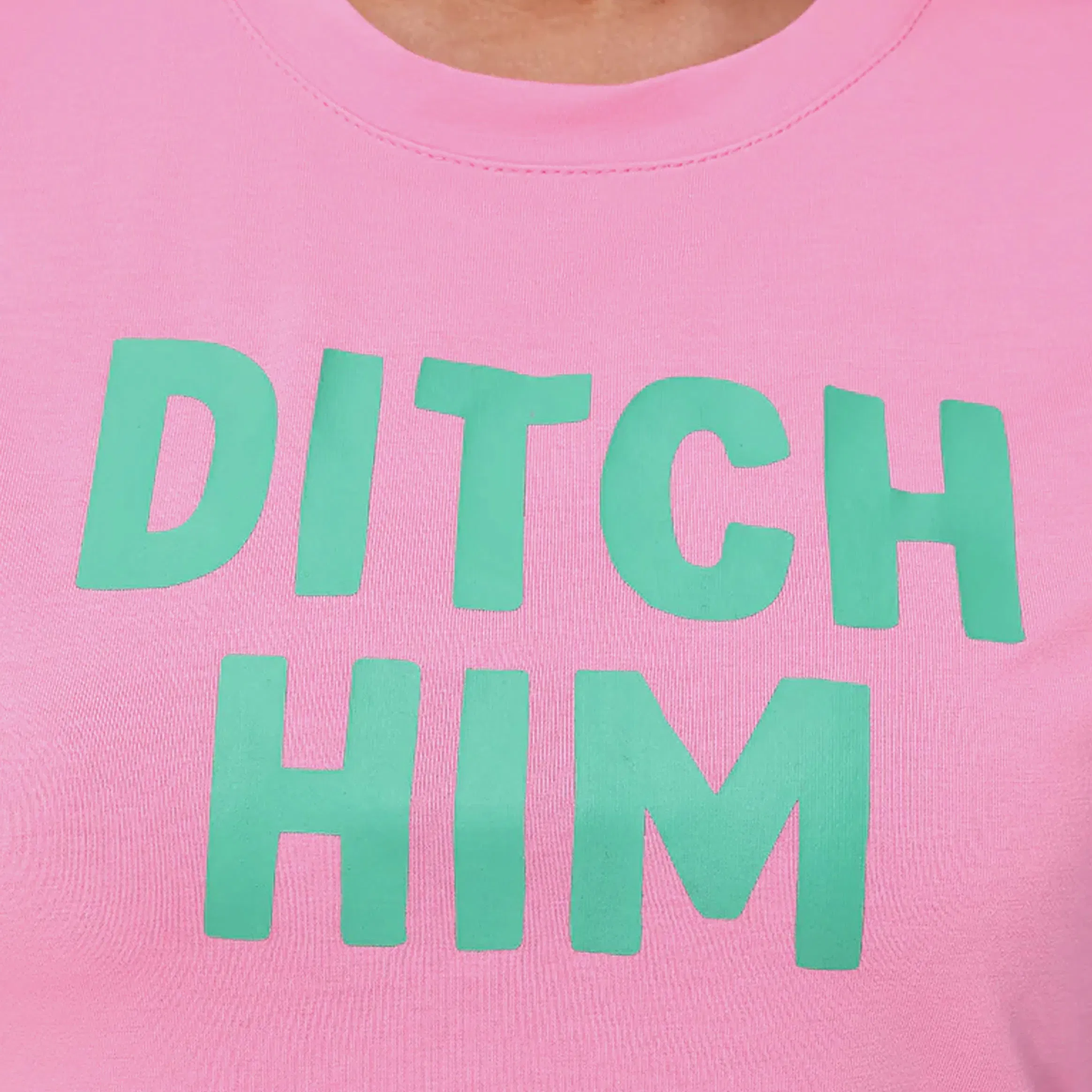 Juicy Couture Ditch Him Baby Tee Womens Short Sleeve Shirt (Pink/Green)