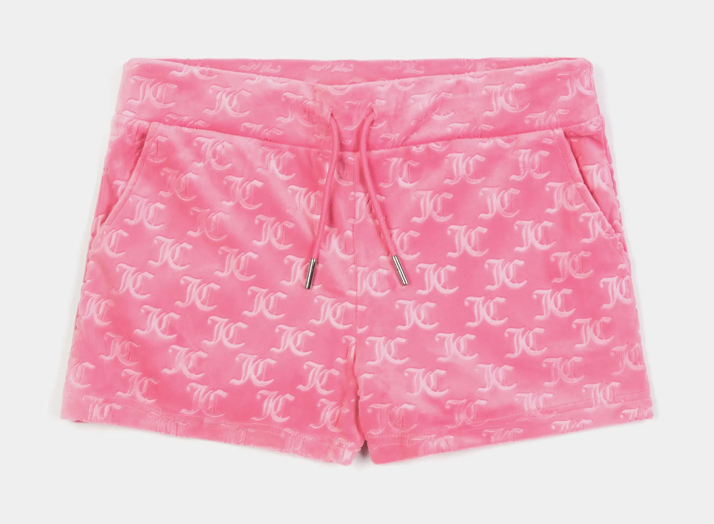 Juicy Couture Embroidered Hot Fix Velour Womens Shorts (Pink)
