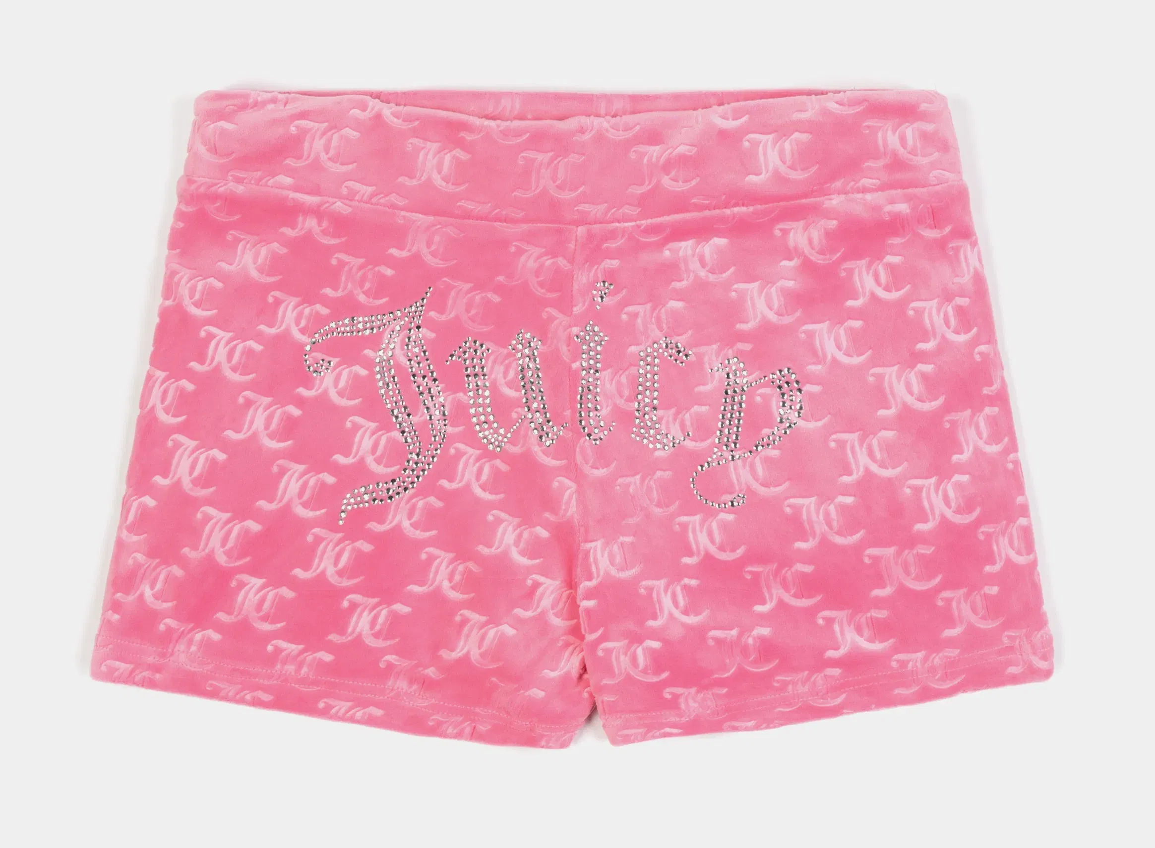 Juicy Couture Embroidered Hot Fix Velour Womens Shorts (Pink)