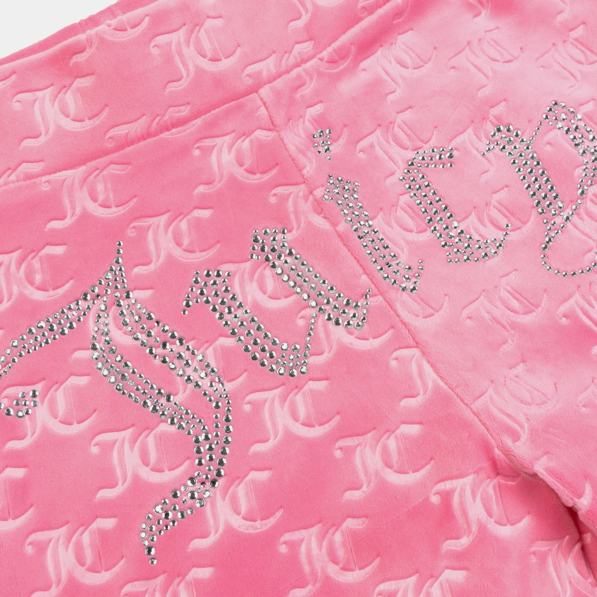Juicy Couture Embroidered Hot Fix Velour Womens Shorts (Pink)