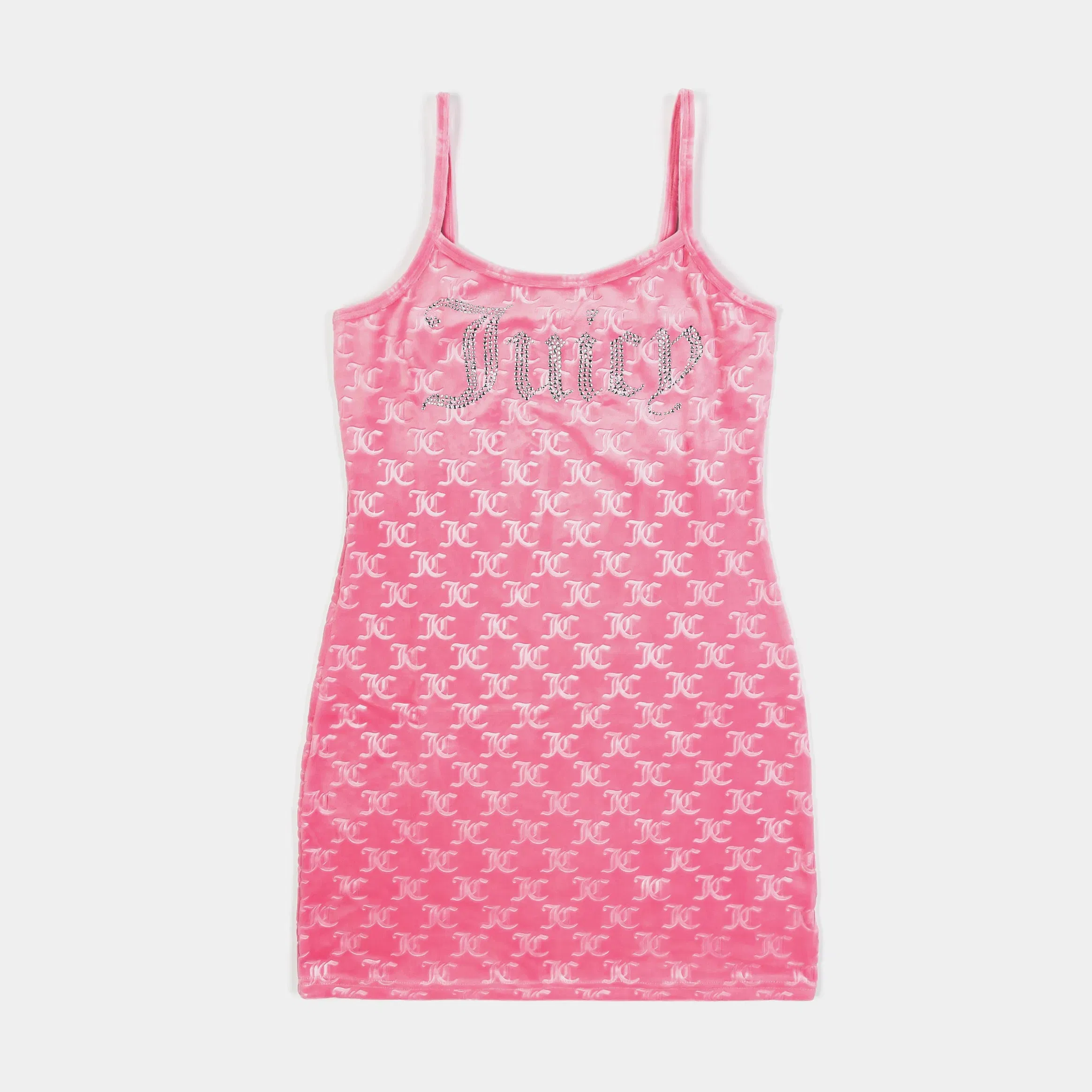 Juicy Couture Embroidered Hot Fix Velour Womens Dress (Pink)