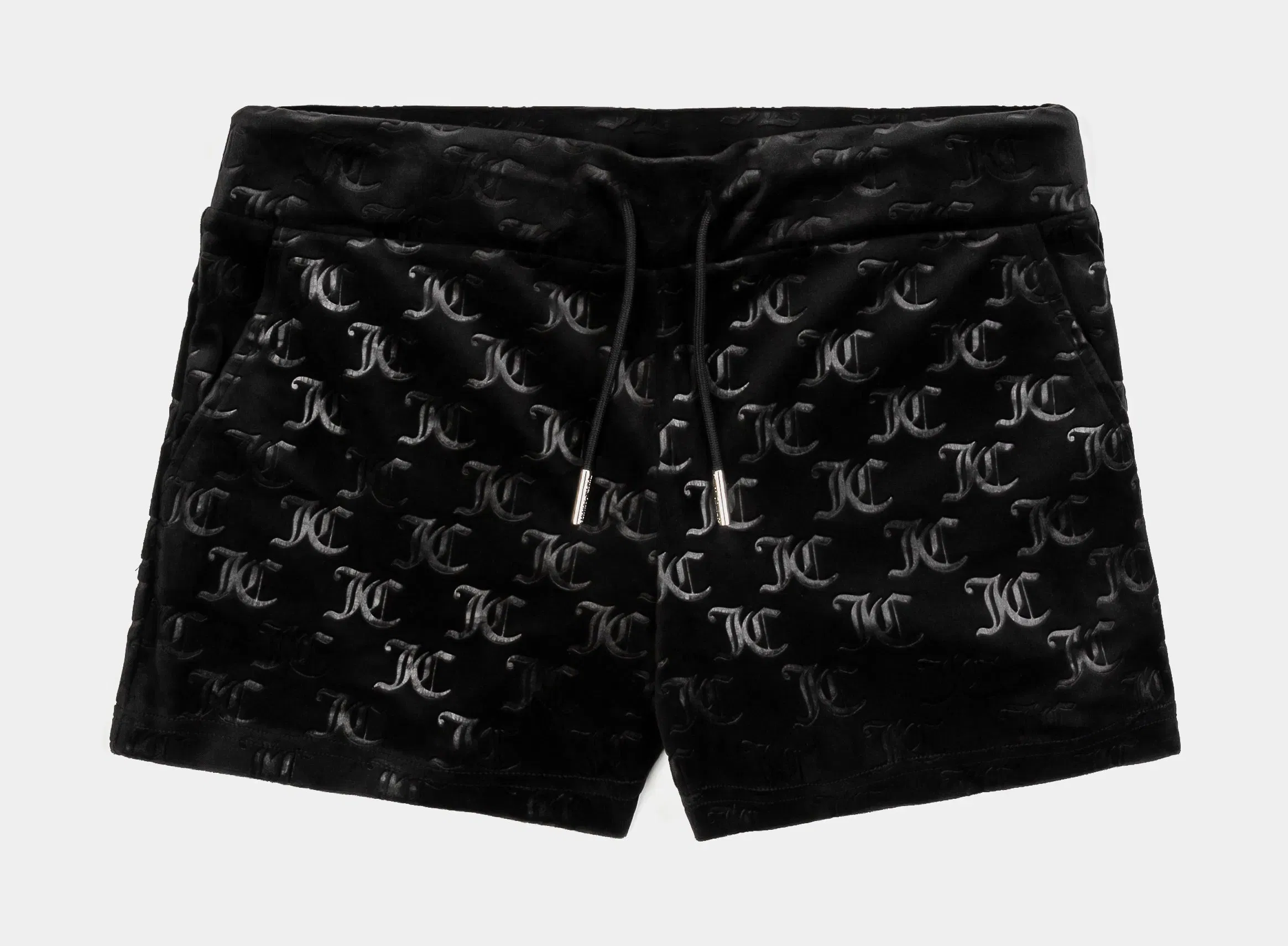 Juicy Couture Embroidered Hot Fix Velour Womens Shorts (Black)