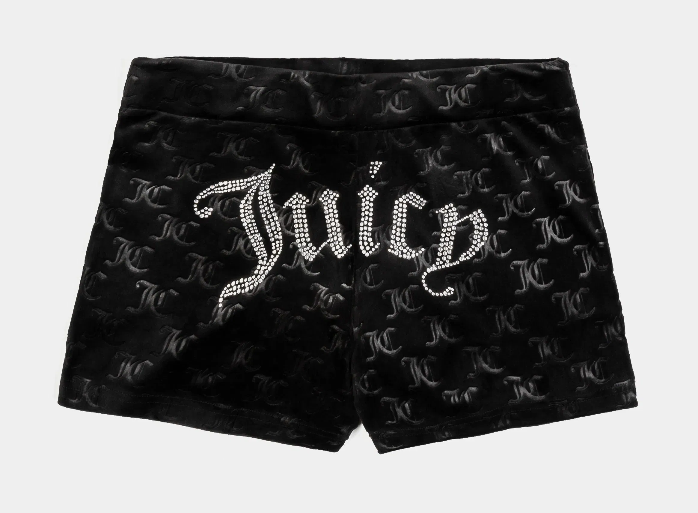 Juicy Couture Embroidered Hot Fix Velour Womens Shorts (Black)