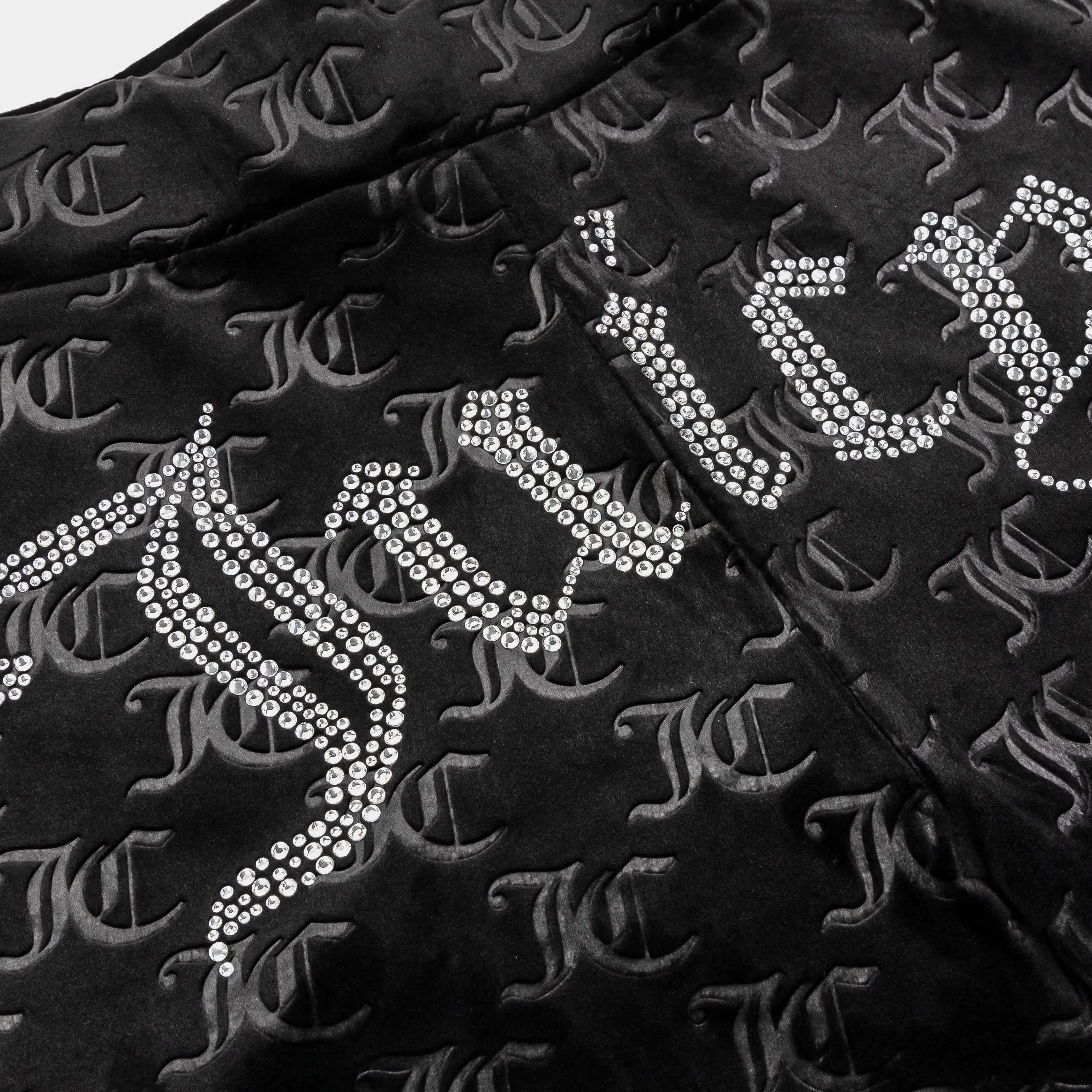 Juicy Couture Embroidered Hot Fix Velour Womens Shorts (Black)