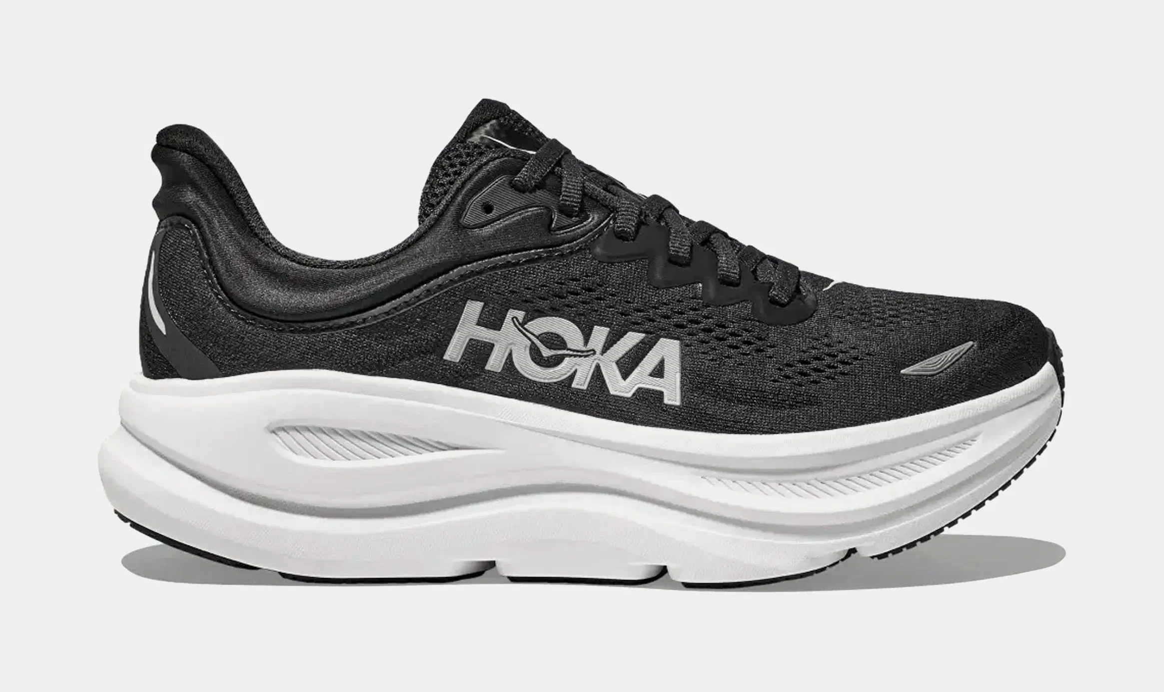 Hoka Bondi 9 Mens Running Shoes (Black/White/Black)