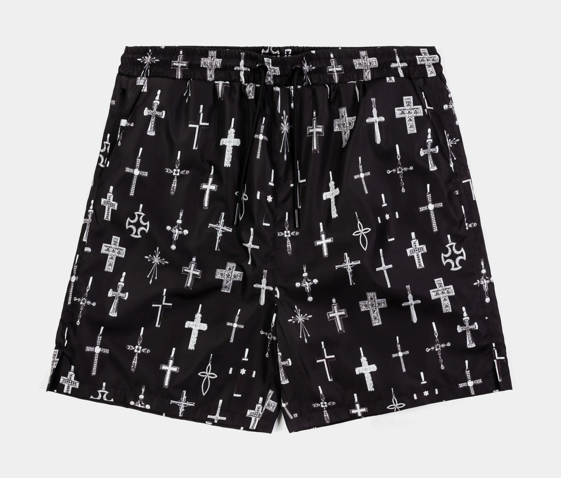 MAISON ARTICLE All Over Print Crosses Hybrid Mens Shorts (Black/Grey)