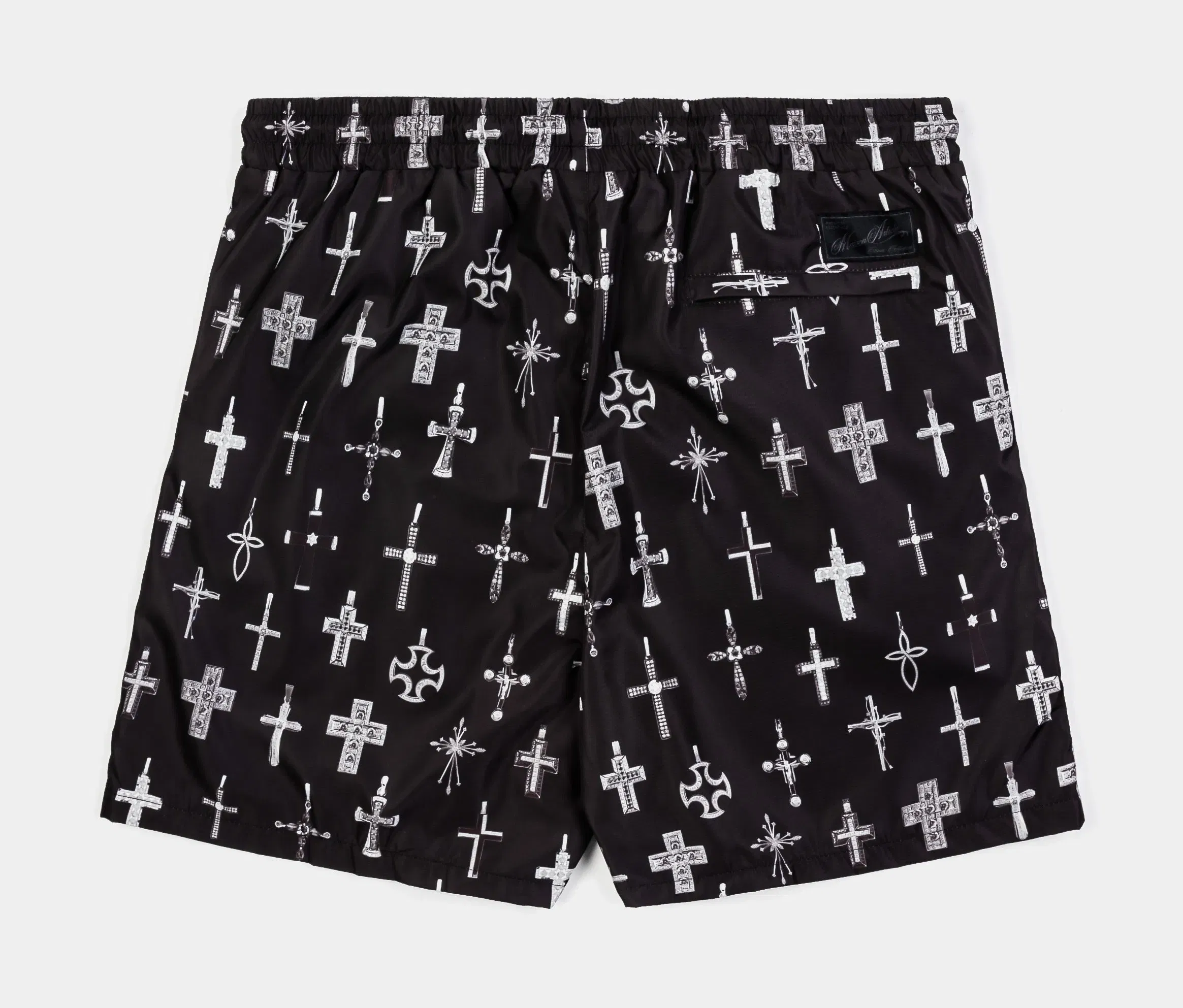 MAISON ARTICLE All Over Print Crosses Hybrid Mens Shorts (Black/Grey)