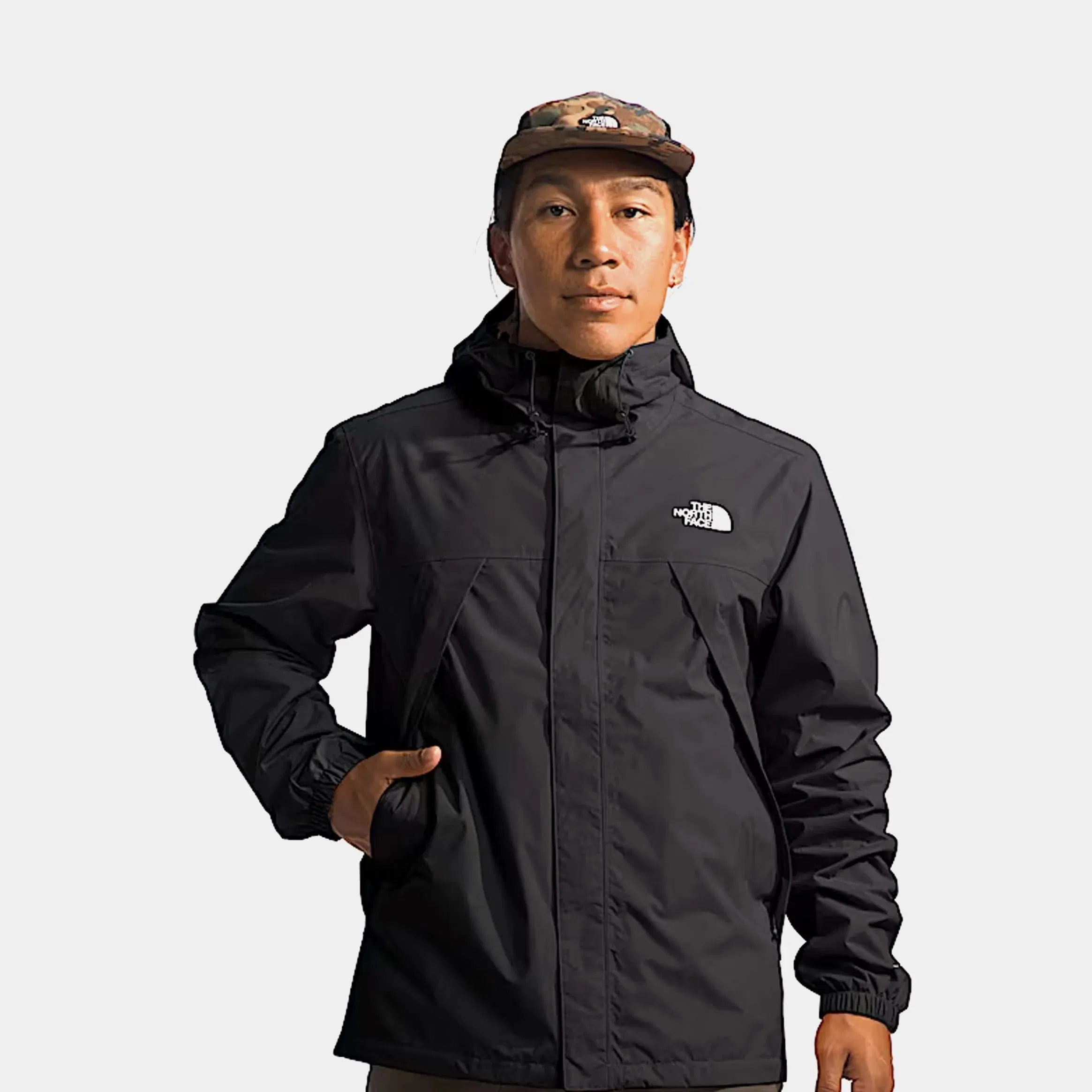 The North Face Antora Rain Zip Up Mens Jacket (Black/White)