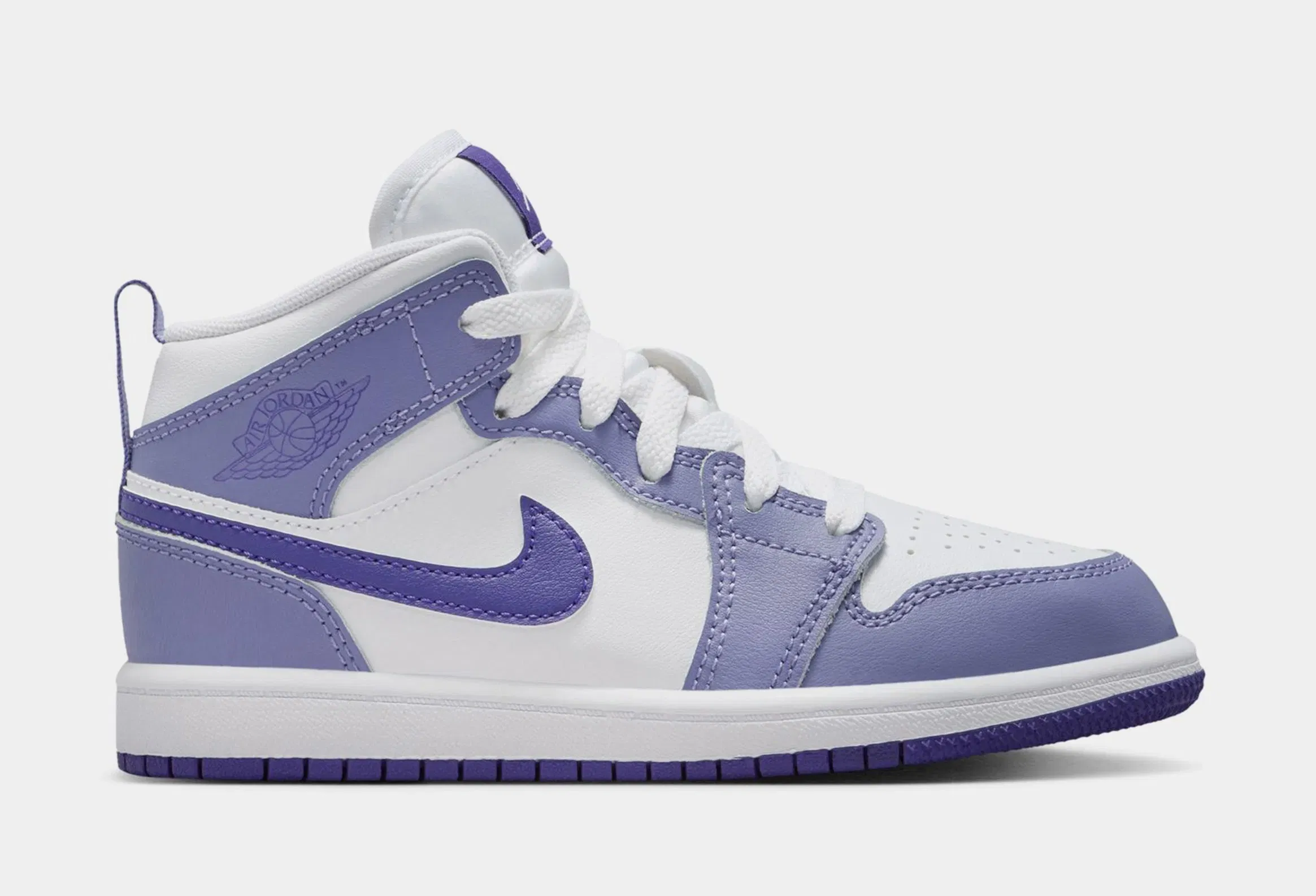 Air Jordan 1 Mid Preschool Lifestyle Shoes (Dusty Amethyst/White/Court Purple)