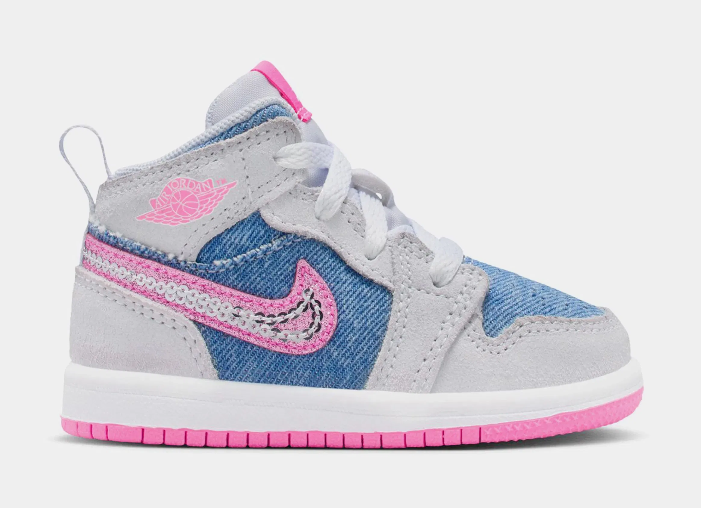 Air Jordan 1 Mid SE Infant Toddler Lifestyle Shoes (Cobalt Bliss/White/Pink Glow)
