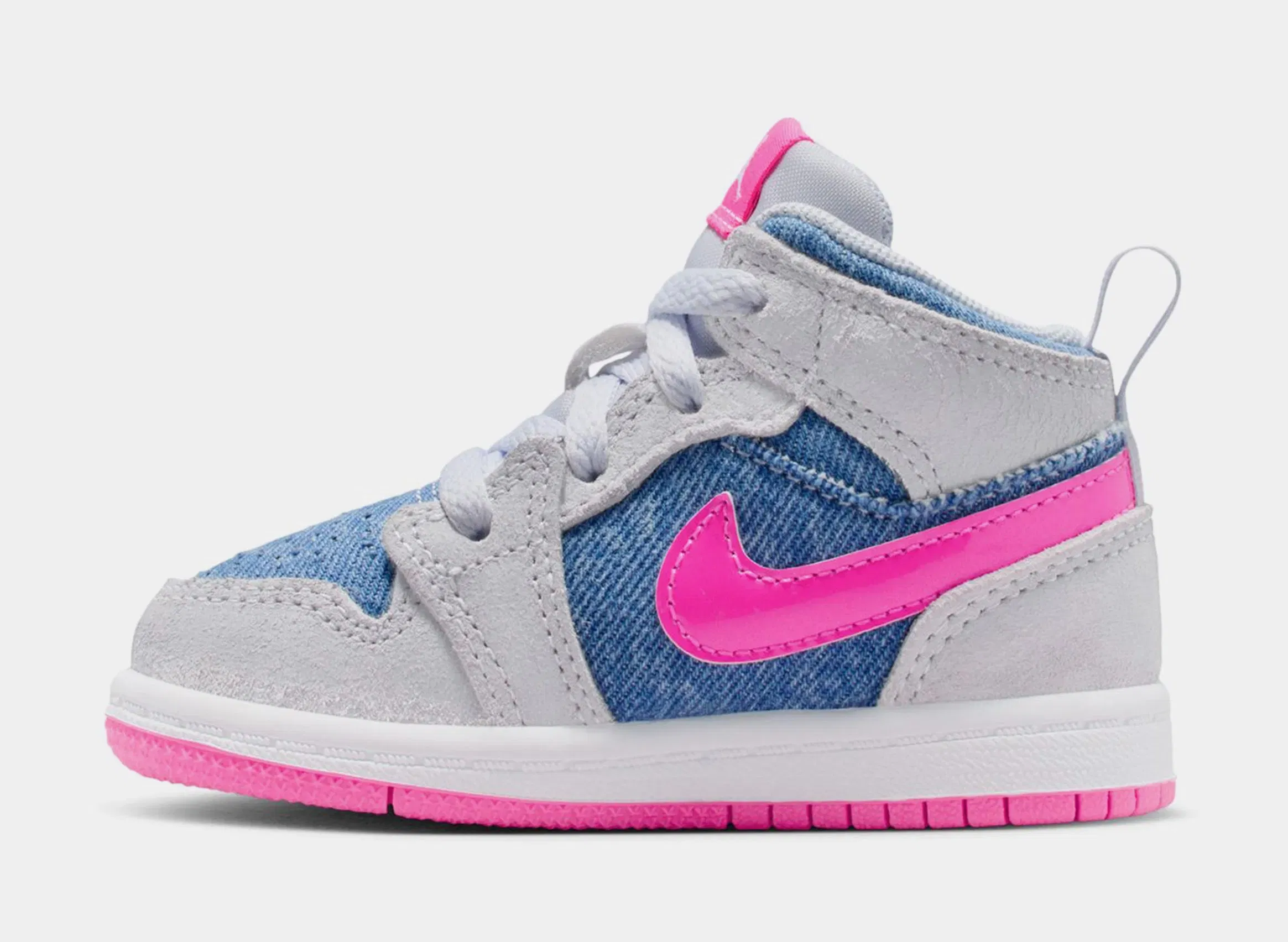 Air Jordan 1 Mid SE Infant Toddler Lifestyle Shoes (Cobalt Bliss/White/Pink Glow)