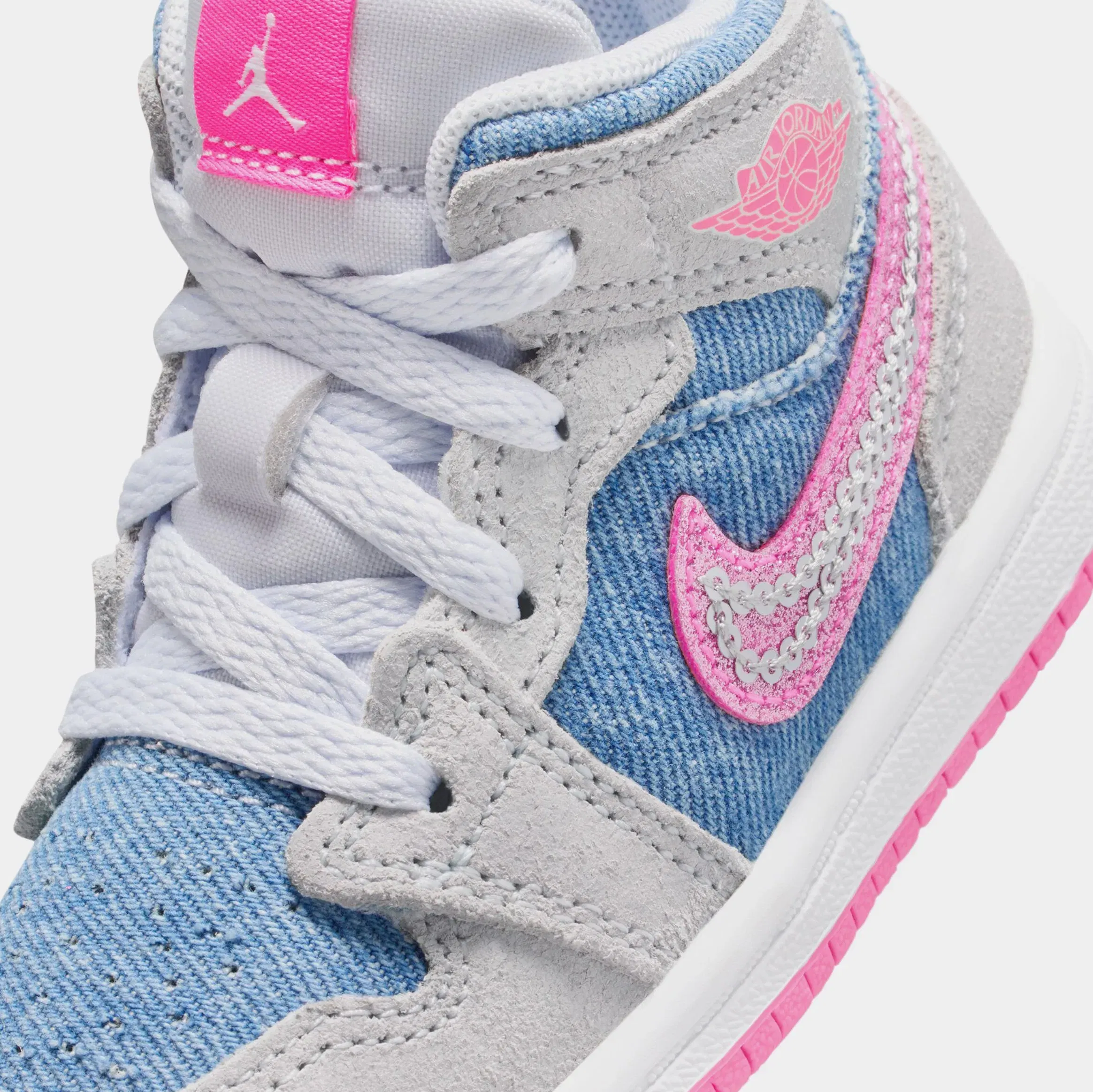 Air Jordan 1 Mid SE Infant Toddler Lifestyle Shoes (Cobalt Bliss/White/Pink Glow)