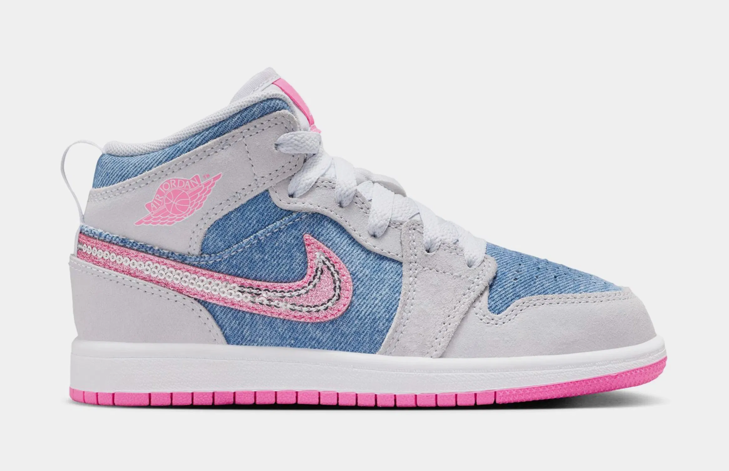 Air Jordan 1 Mid SE Preschool Lifestyle Shoes (Cobalt Bliss/White/Pink Glow)