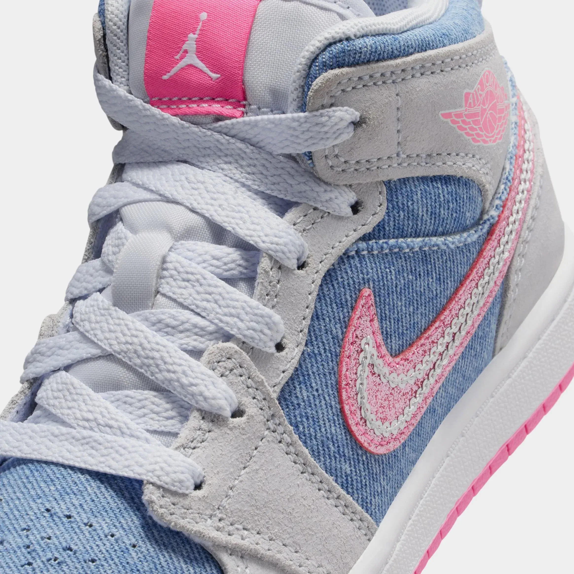 Air Jordan 1 Mid SE Preschool Lifestyle Shoes (Cobalt Bliss/White/Pink Glow)