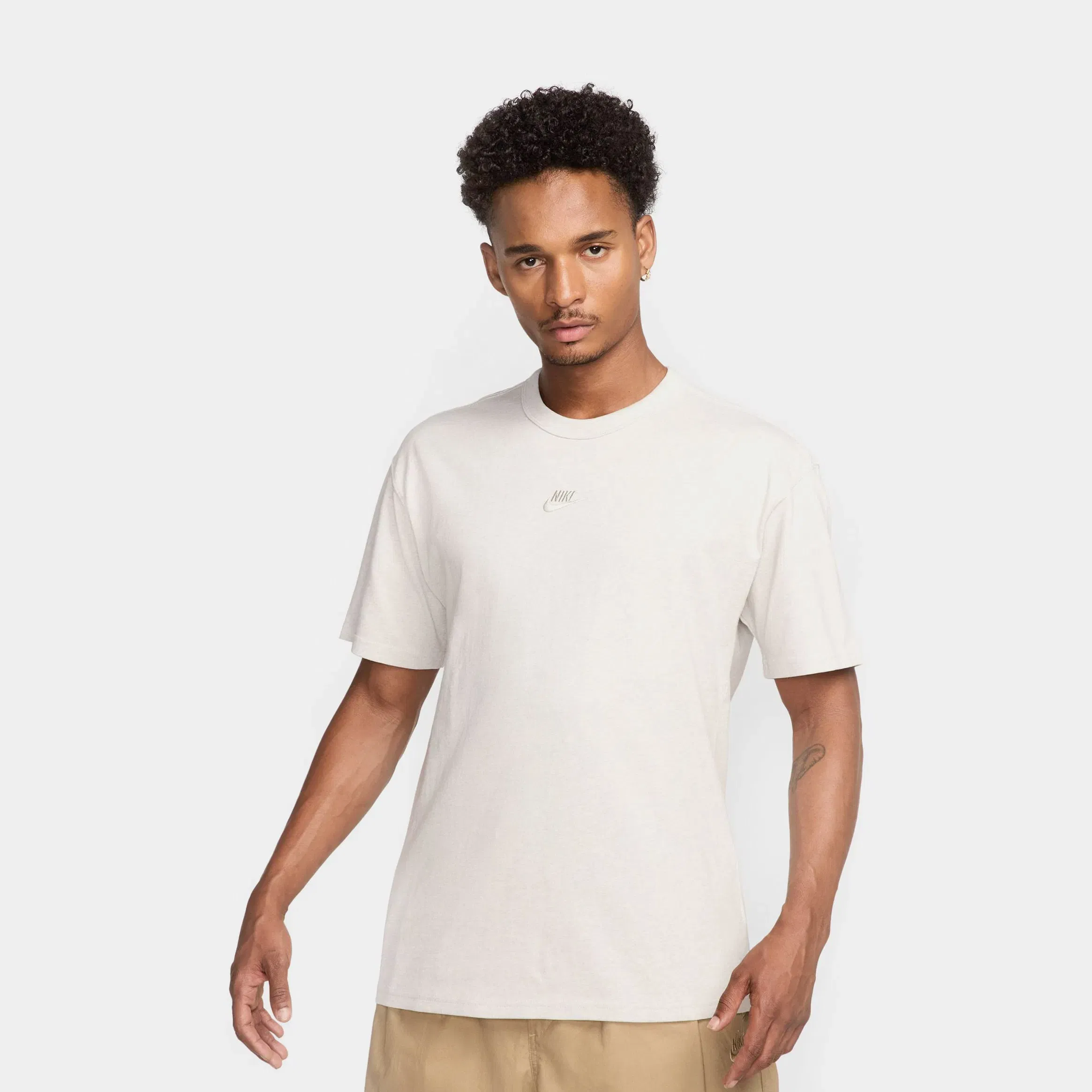 Nike NSW Premium Essentials Mens Short Sleeve Shirt (Light Bone/Heather)