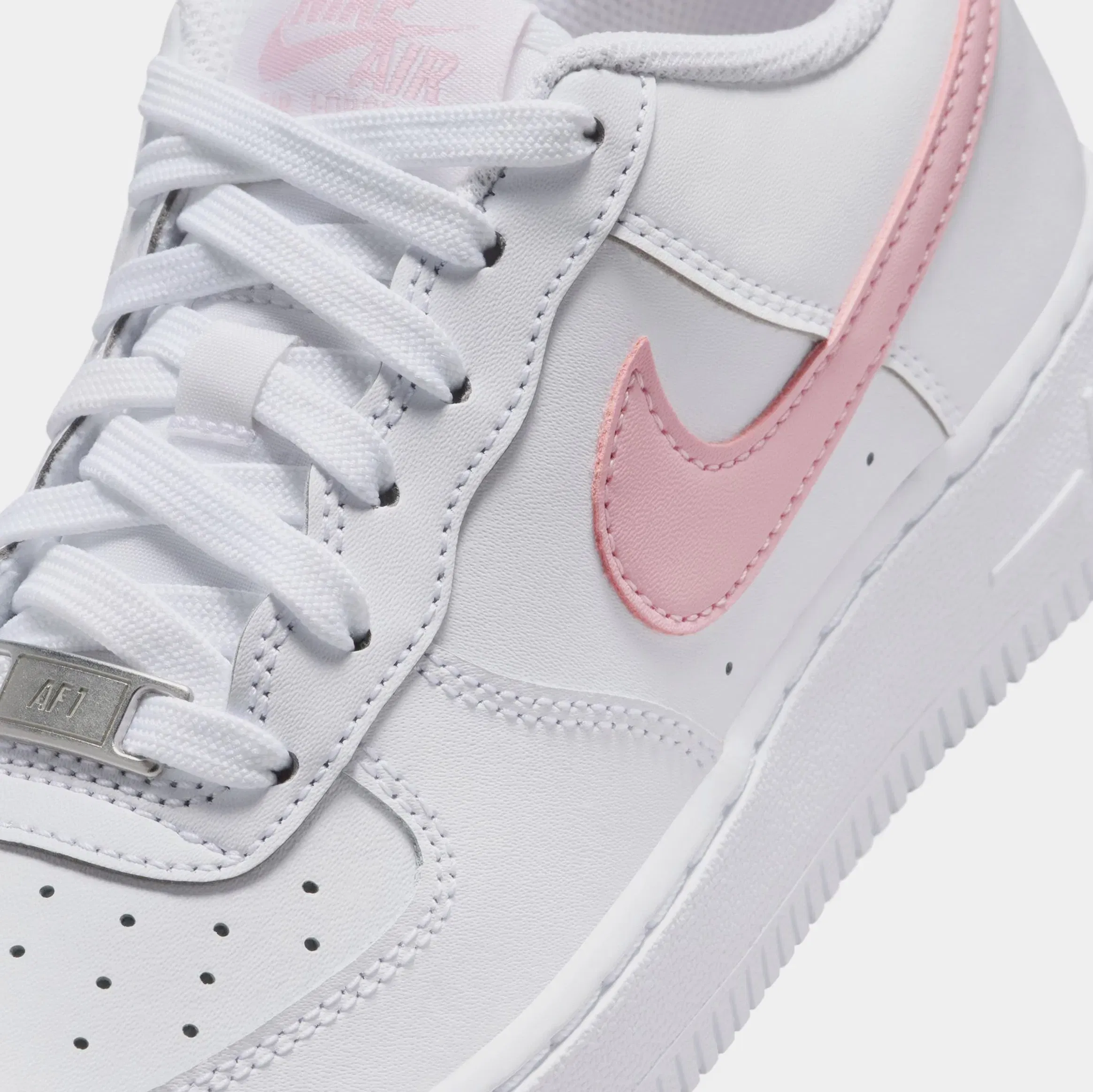Nike Air Force 1 Low Grade School Lifestyle Shoes (White/Medium Soft Pink/White)