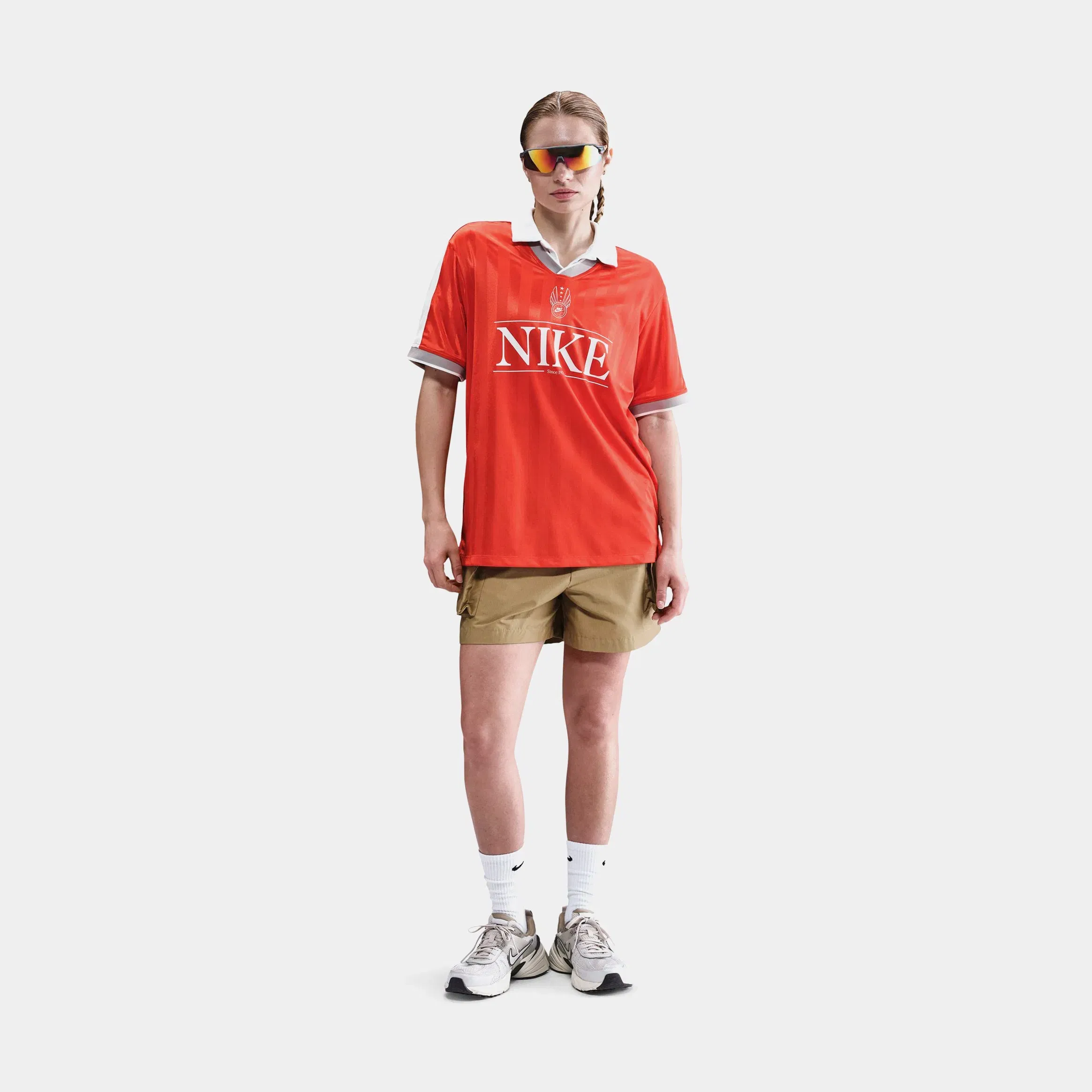 Nike NSW V Neck Top Womens Jersey (Picante Red/Sail/Midnight Navy/Sail)