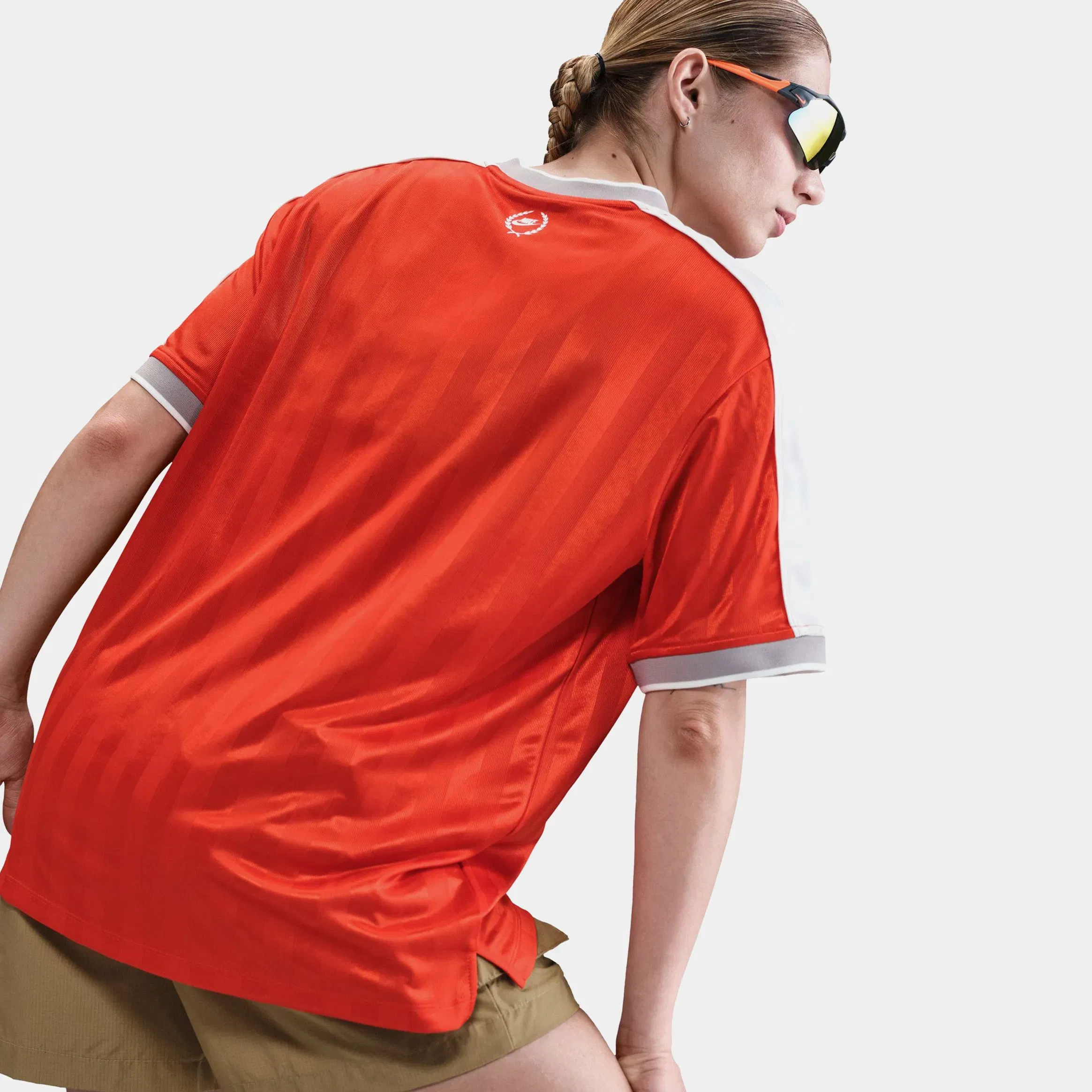 Nike NSW V Neck Top Womens Jersey (Picante Red/Sail/Midnight Navy/Sail)