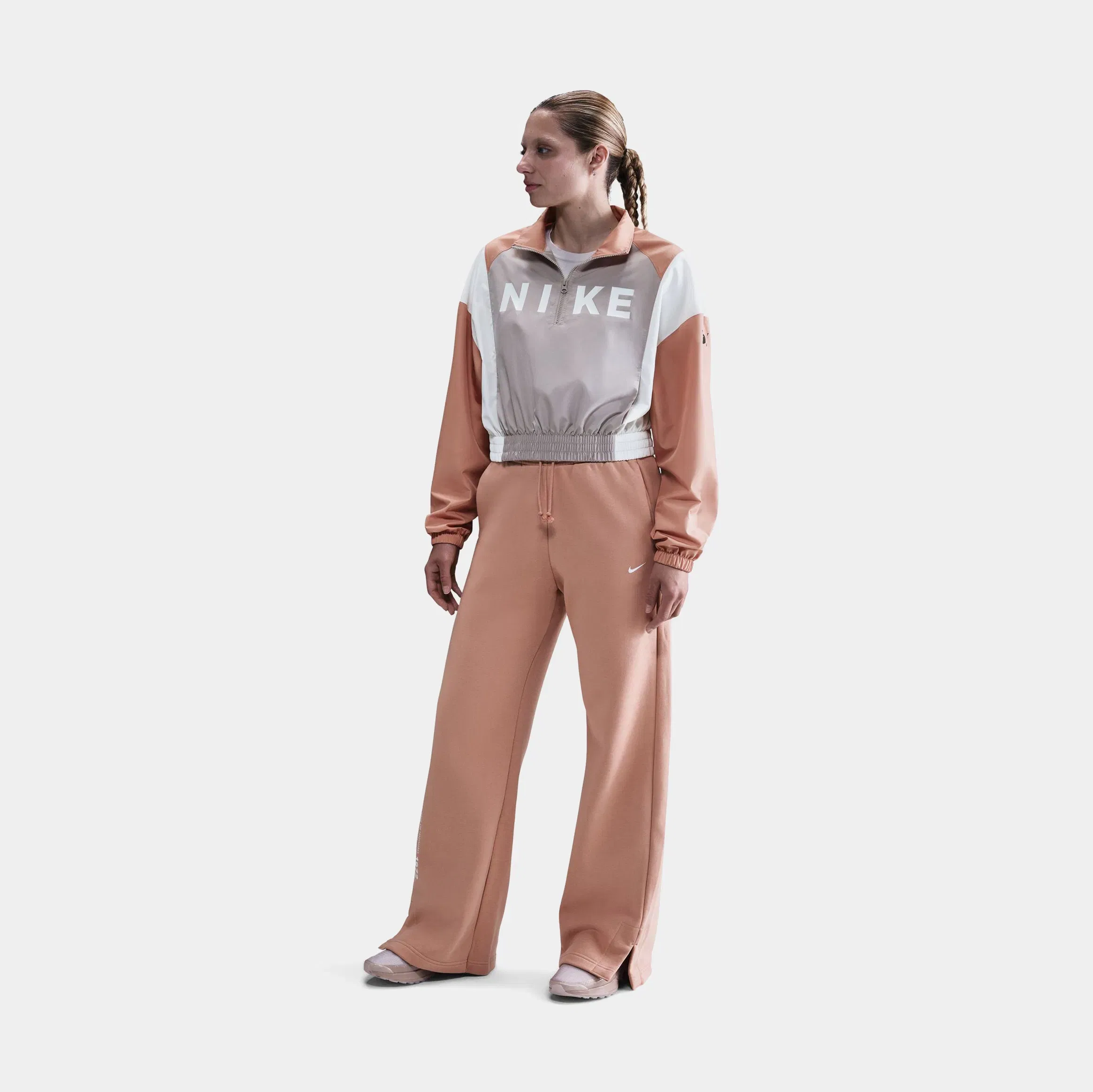 Nike Classic Woven Lightweight 1/4 Zip Womens Jacket (College Grey/Rose Gold/Sail)