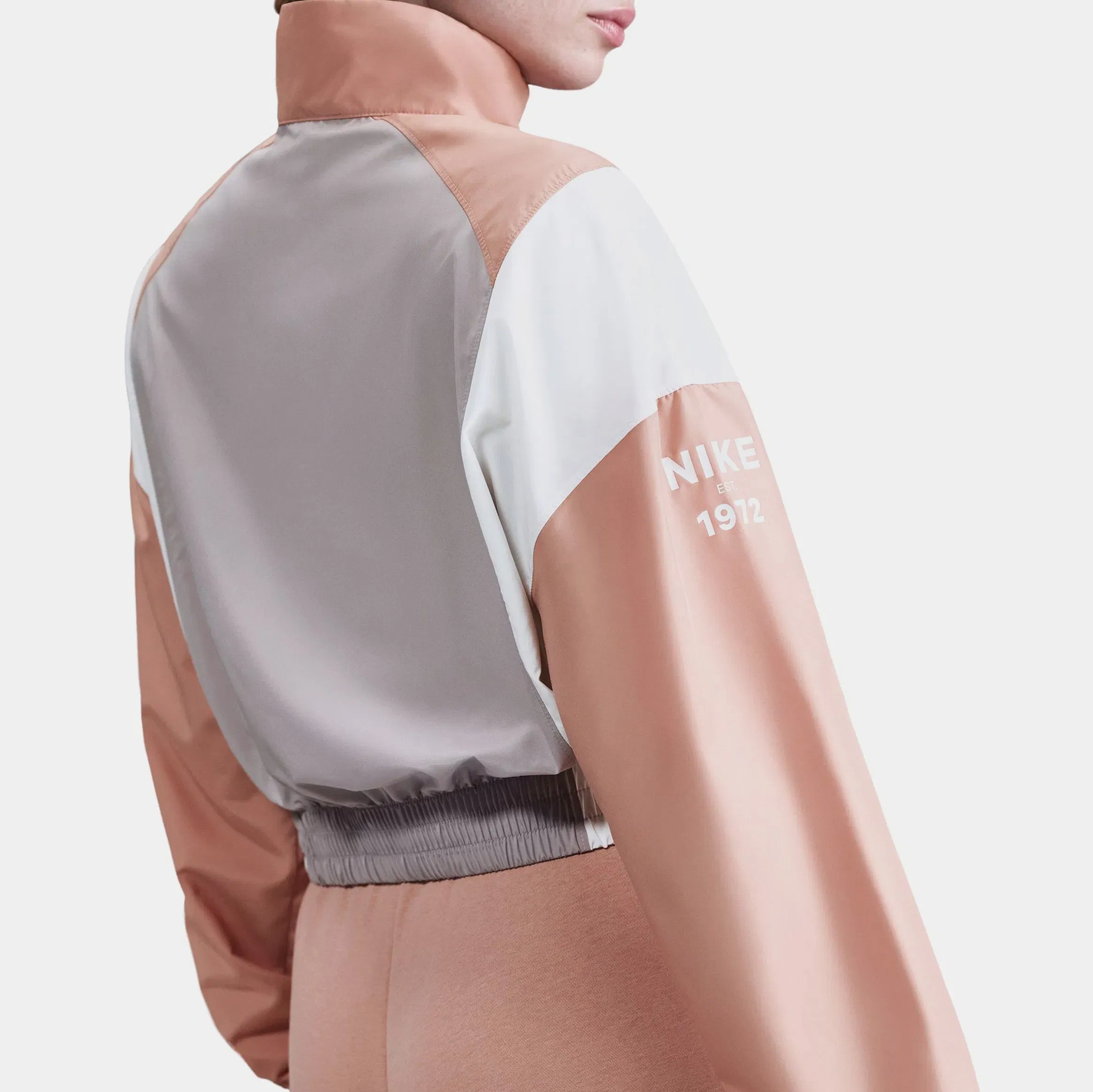 Nike Classic Woven Lightweight 1/4 Zip Womens Jacket (College Grey/Rose Gold/Sail)