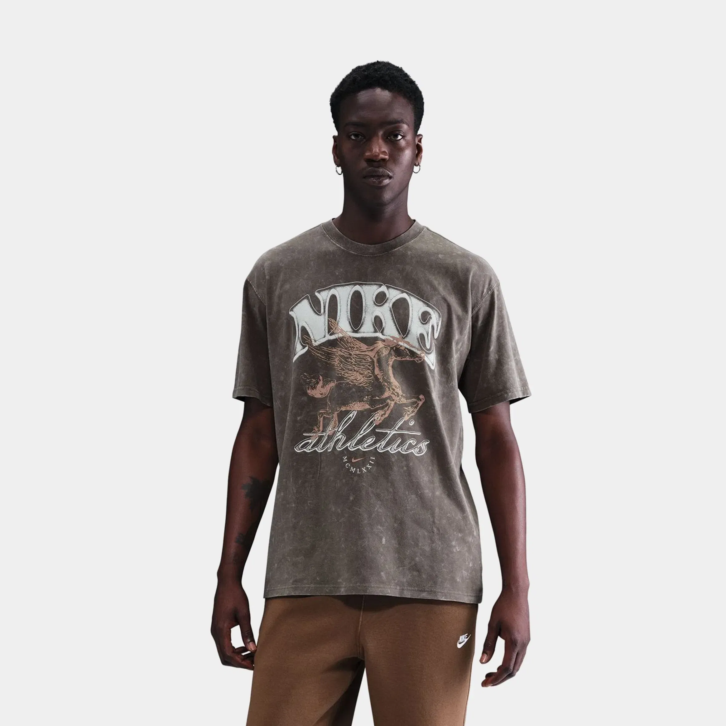 Nike NSW Max 90 Mens Short Sleeve Shirt (Brown/Cave Stone)