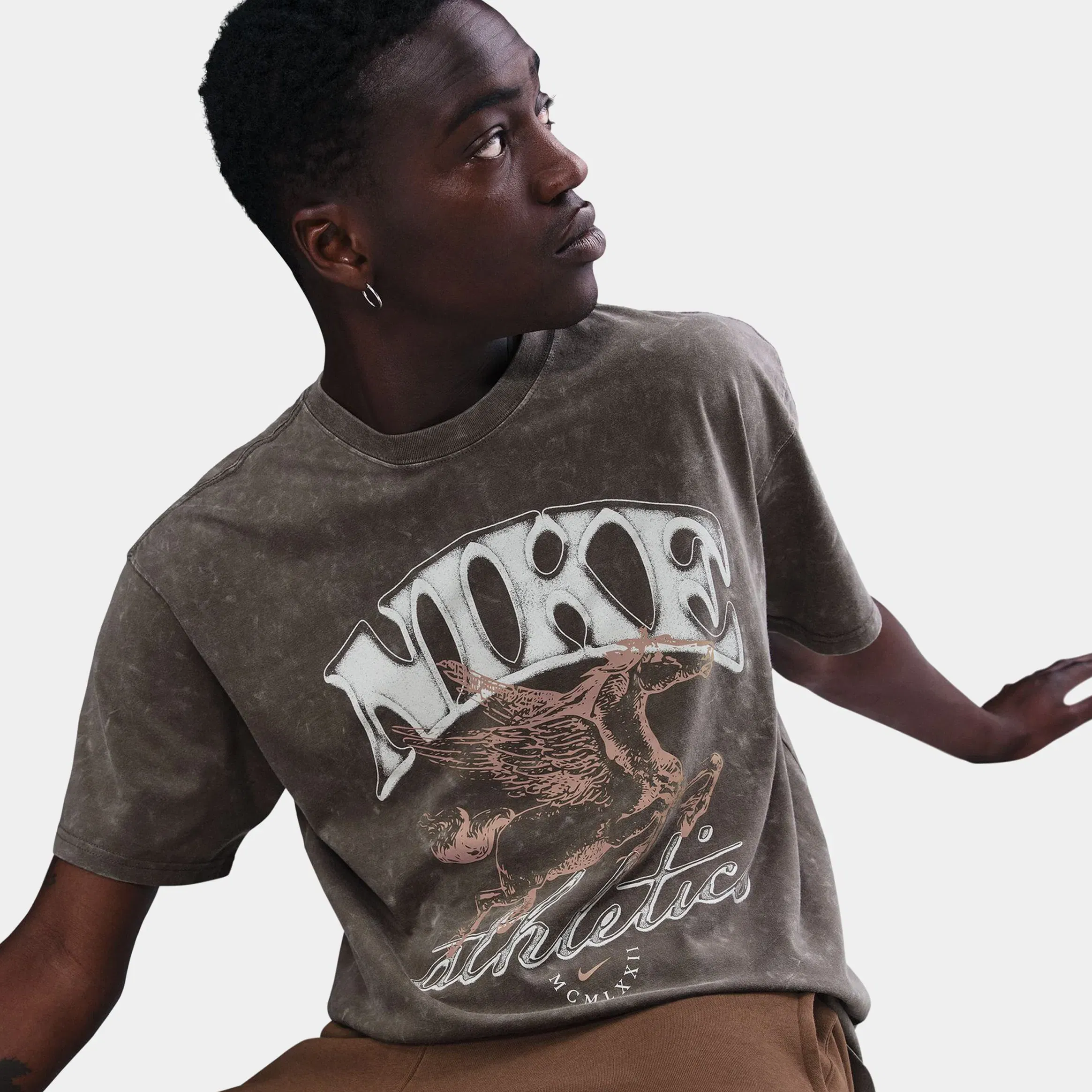 Nike NSW Max 90 Mens Short Sleeve Shirt (Brown/Cave Stone)
