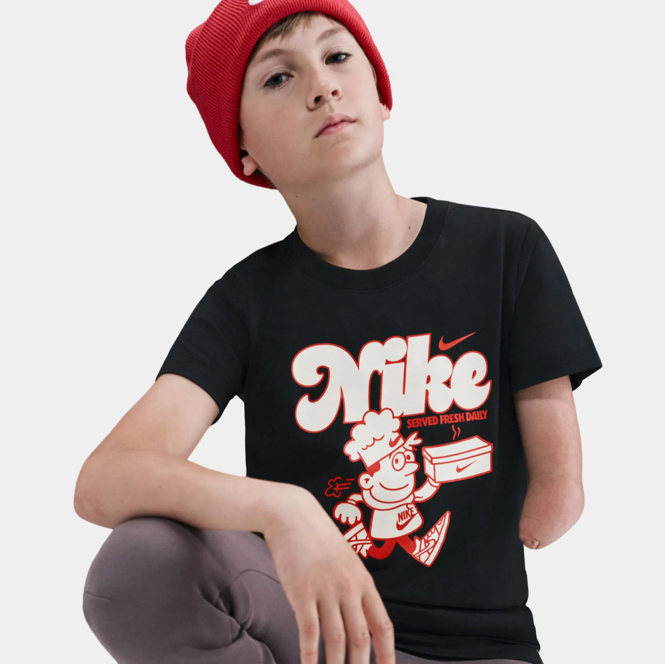 Nike NSW Served Fresh Daily Grade School Short Sleeve Shirt (Black)