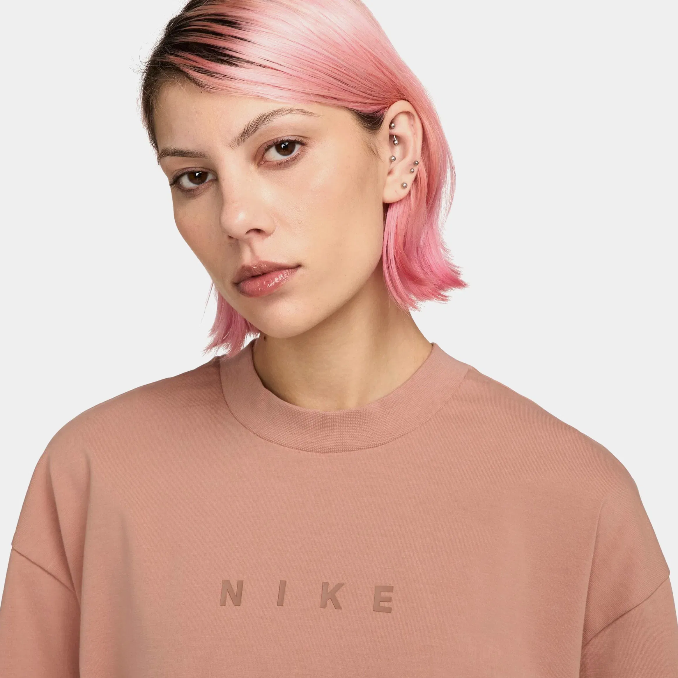 Nike NSW Graphic Boxy Womens Short Sleeve Shirt (Rose Gold)