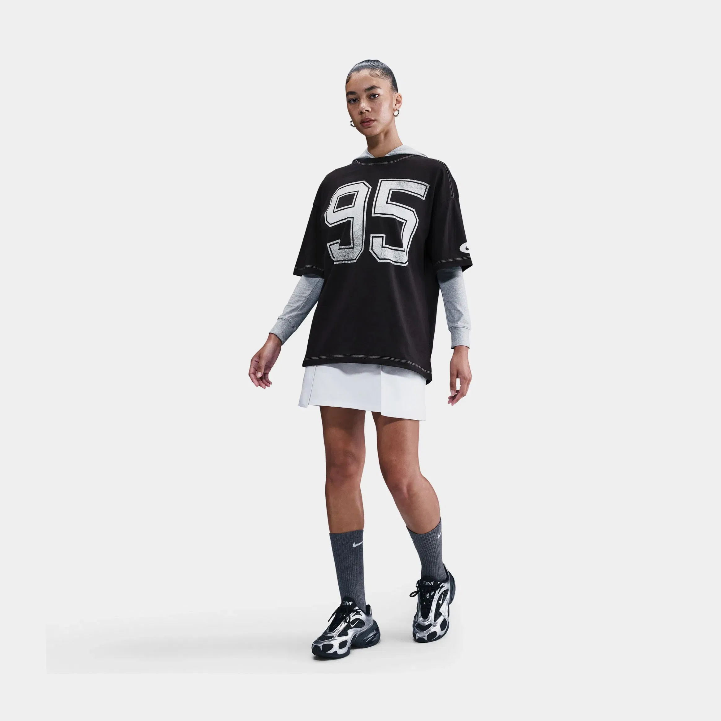 Nike NSW Oversized 95 Womens Short Sleeve Shirt (Black/White)