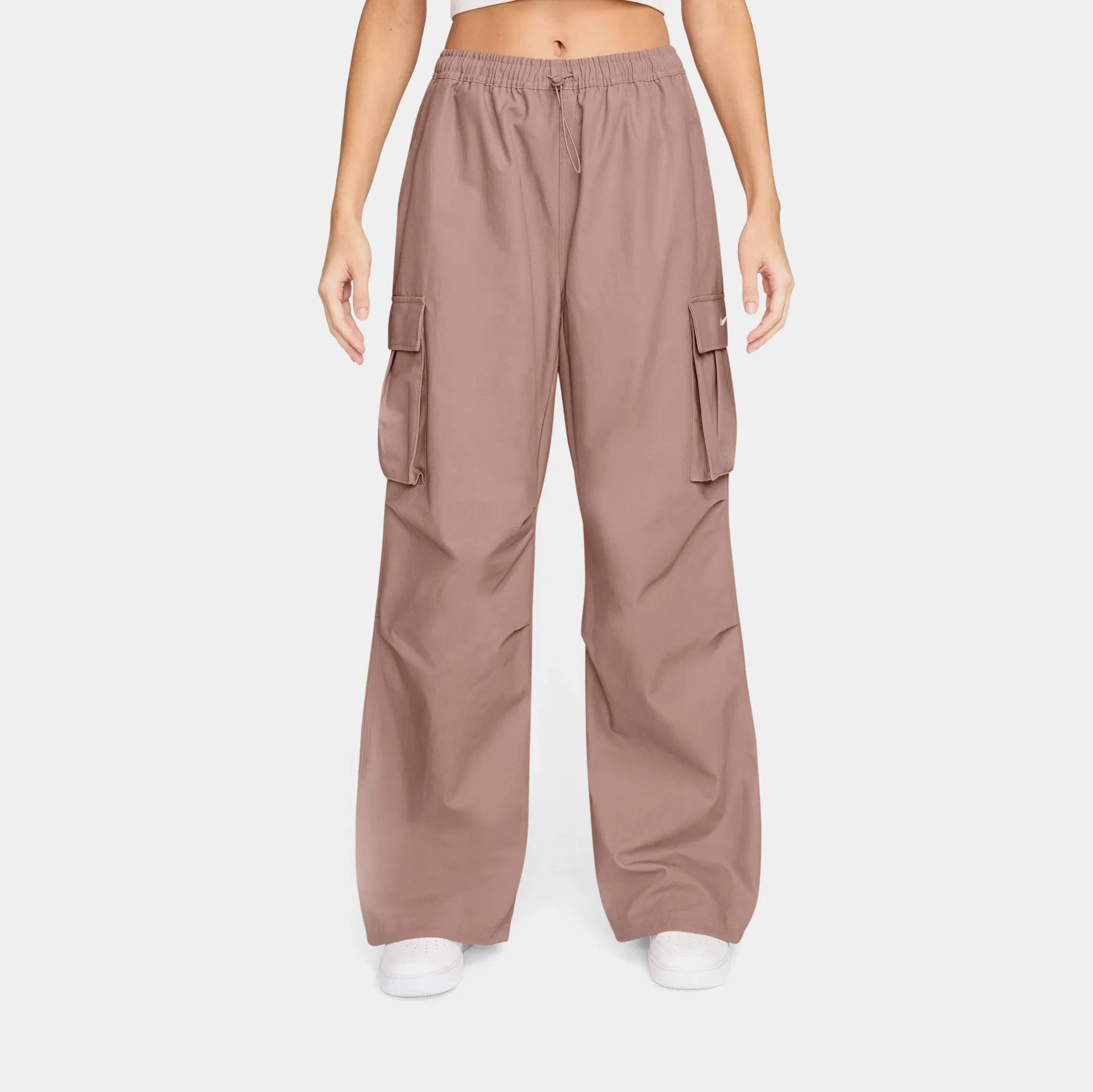 Nike Mid Rise Oversized Woven Cargo Womens Pants (Particle Pink/Sail)