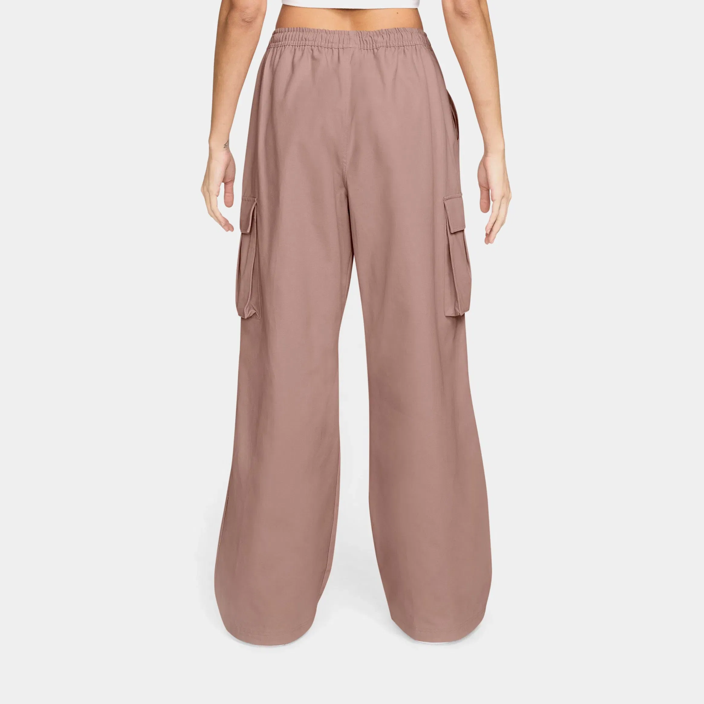 Nike Mid Rise Oversized Woven Cargo Womens Pants (Particle Pink/Sail)