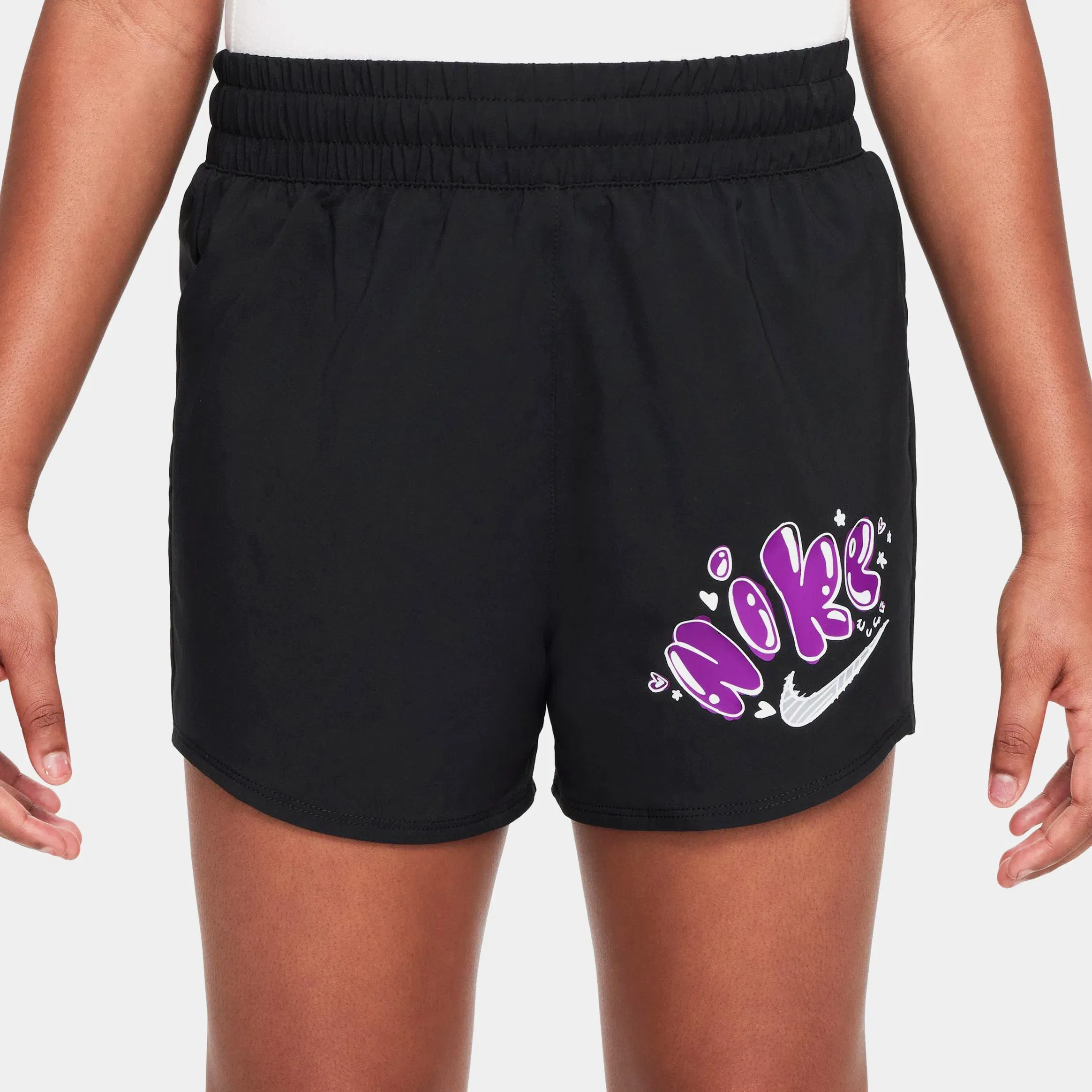 Nike Dri Fit Woven Grade School Shorts (Black/White)