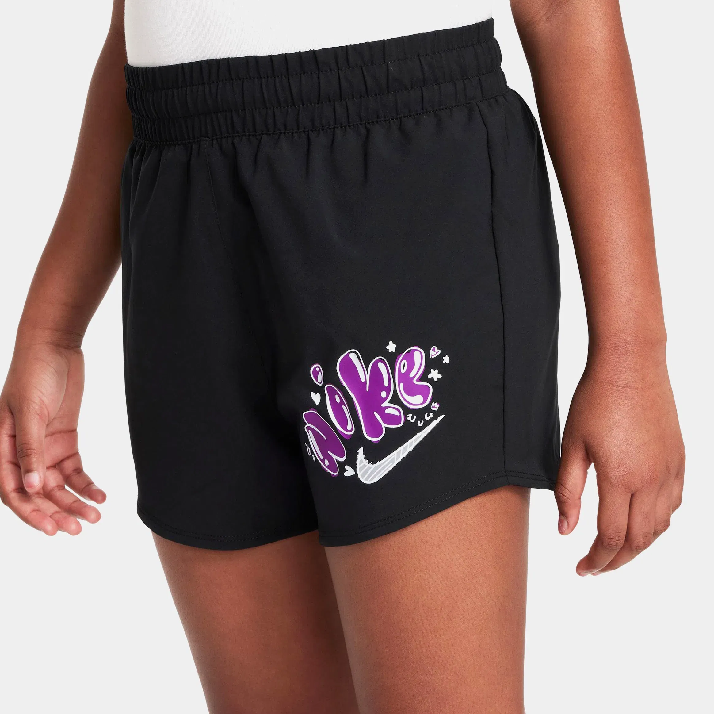 Nike Dri Fit Woven Grade School Shorts (Black/White)