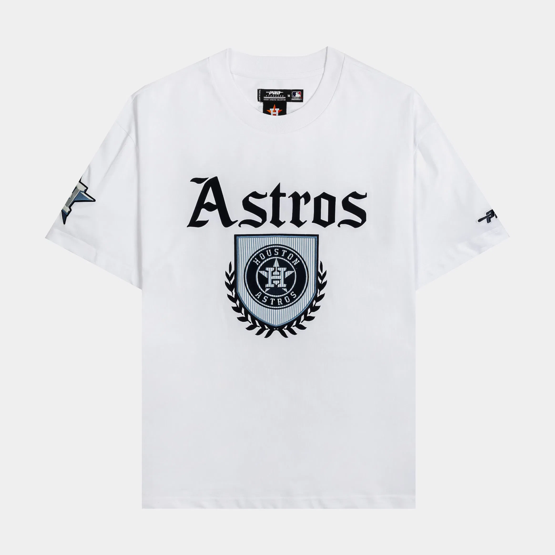 PRO STANDARD Houston Astros Country Club Mens Short Sleeve Shirt (White/Blue)