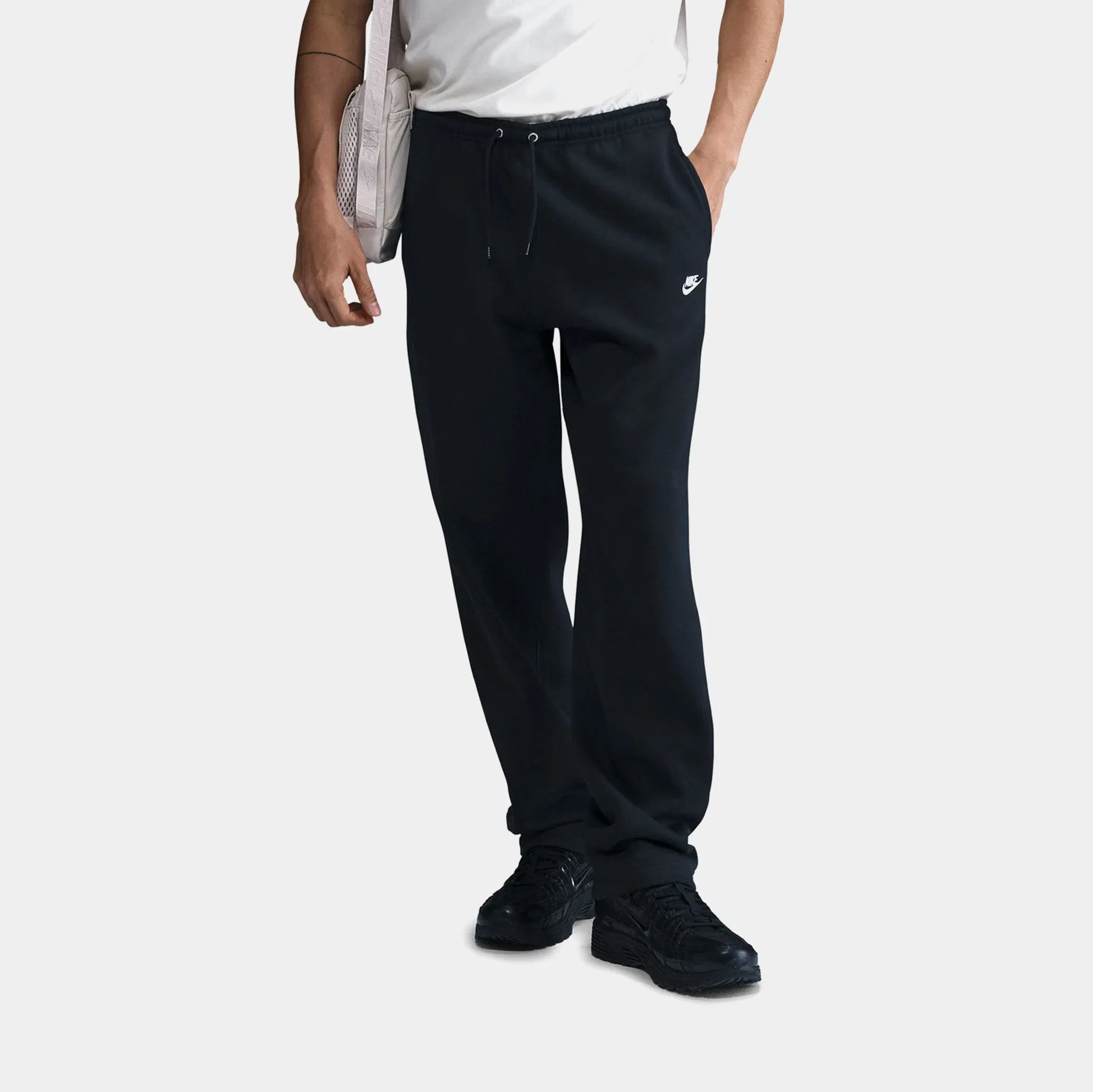 Nike Club Fleece Premium Open-Hem Mens Sweatpants (Black/Black/White)