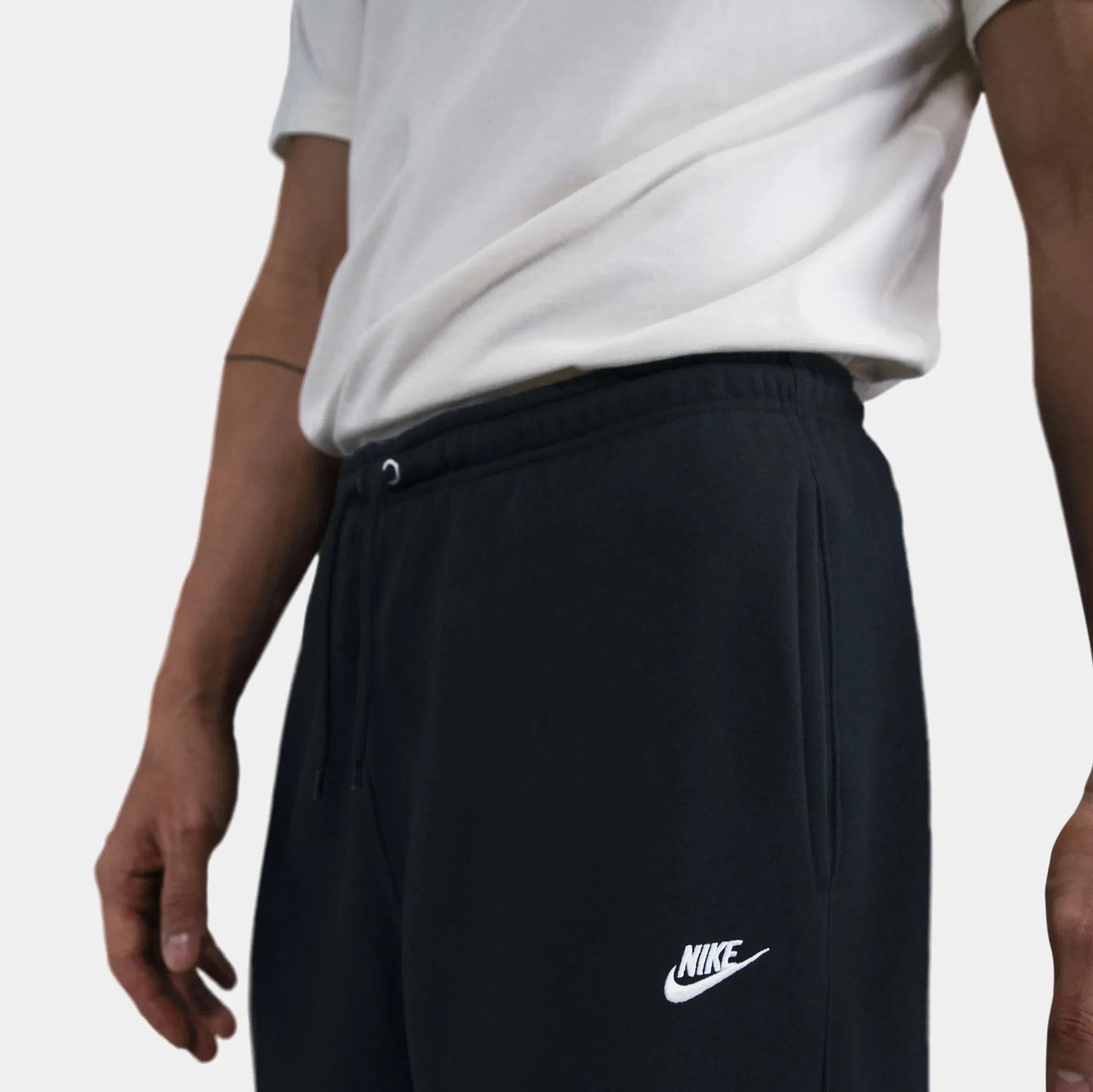 Nike Club Fleece Premium Open-Hem Mens Sweatpants (Black/Black/White)