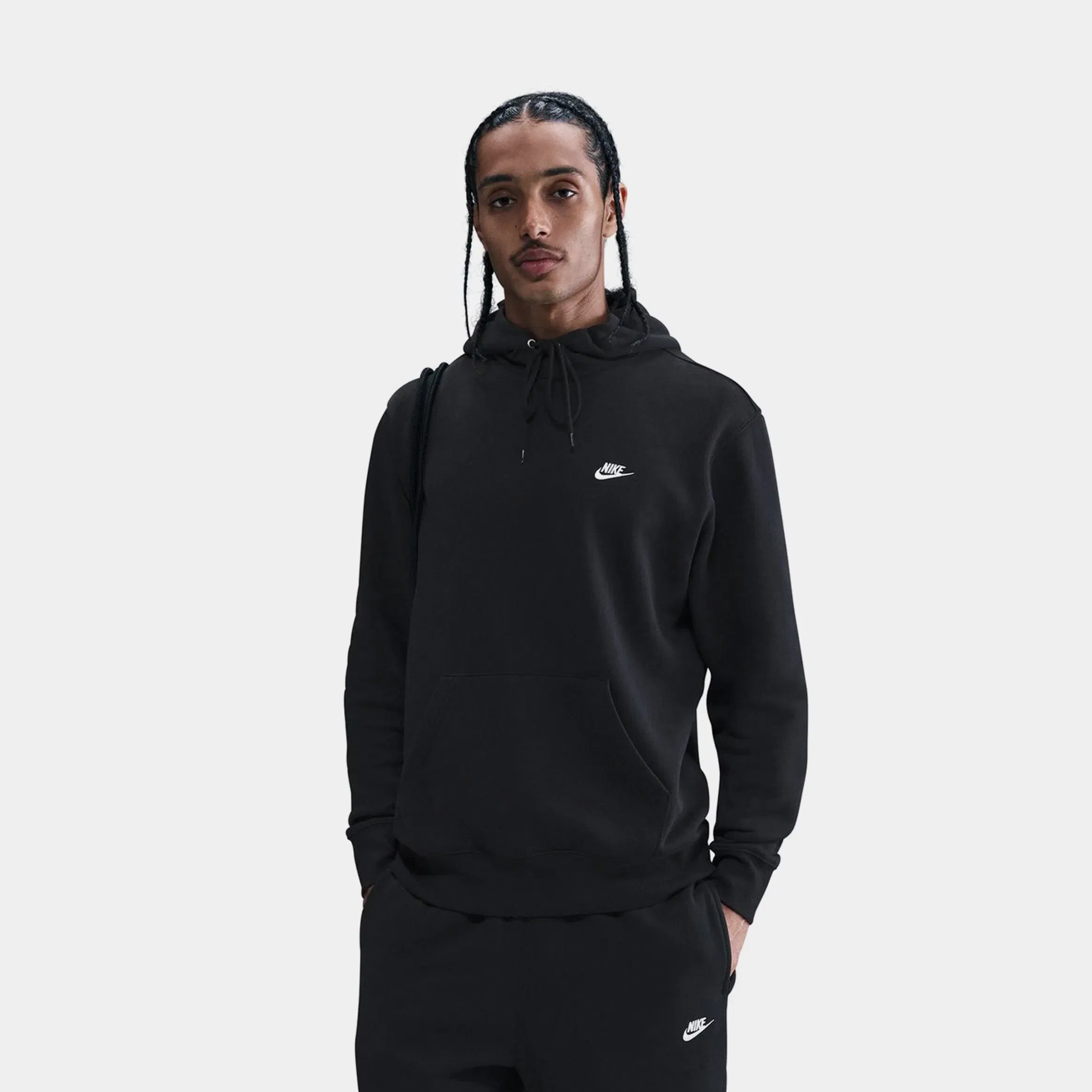 Nike Club Pullover Fleece Mens Hoodie (Black/Black/White)