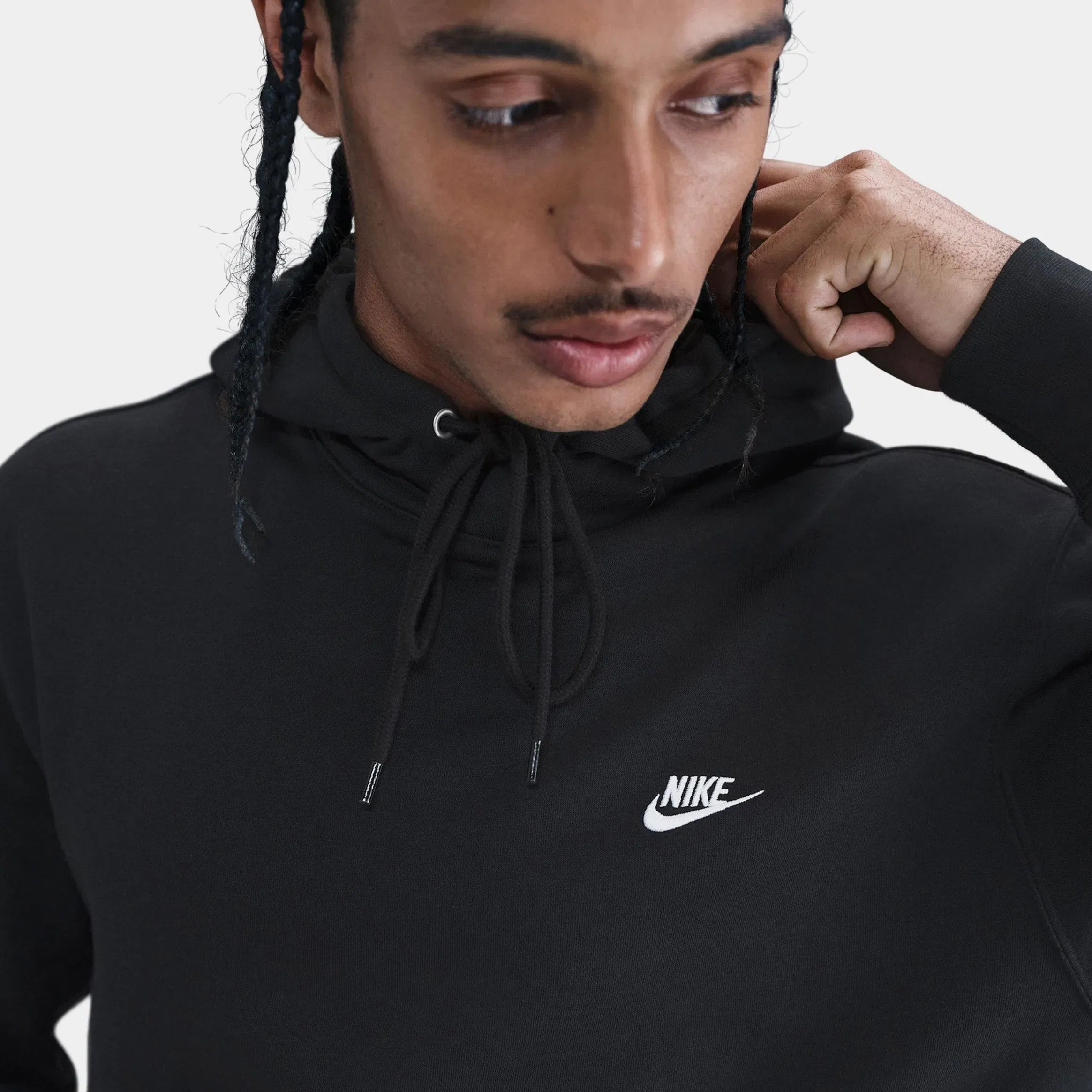 Nike Club Pullover Fleece Mens Hoodie (Black/Black/White)