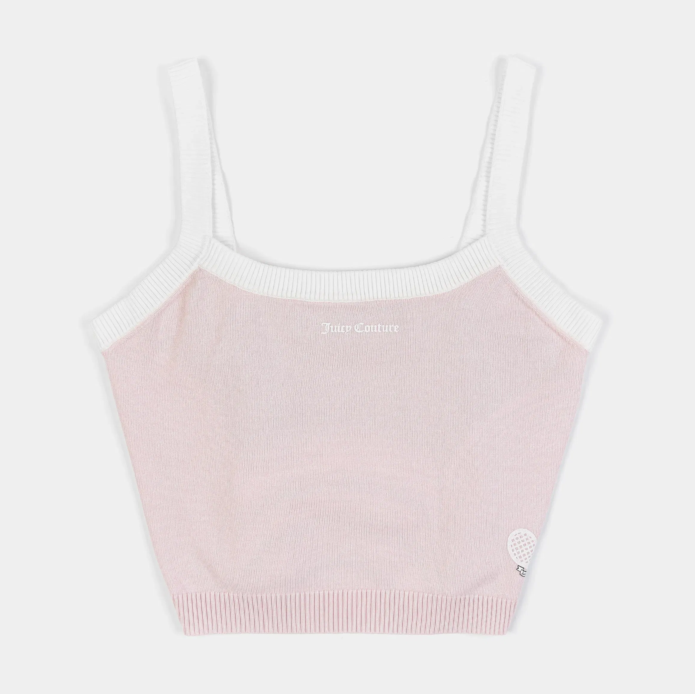 Juicy Couture Tennis Sweater Tank Womens Short Sleeve Shirt (Pink/White)