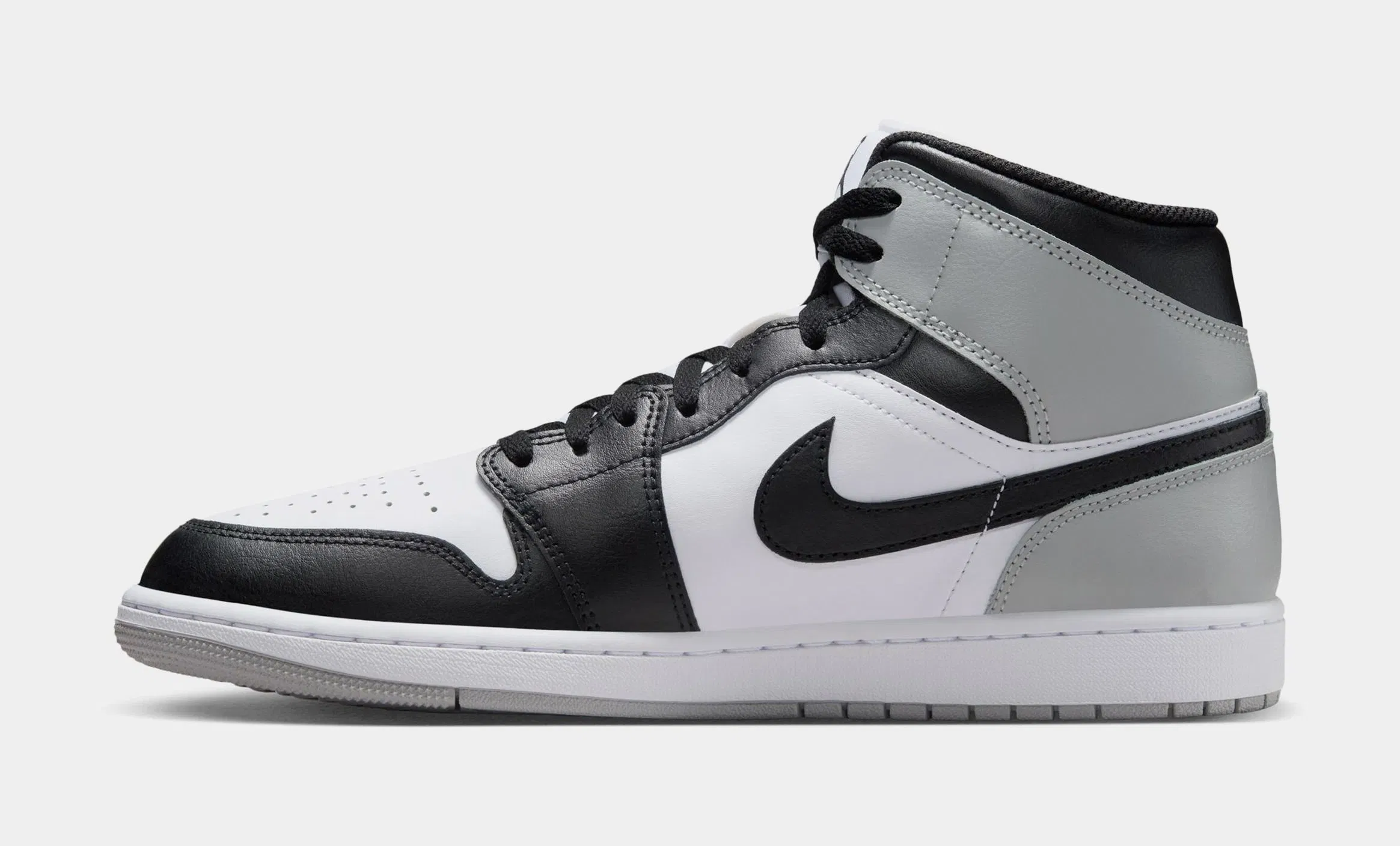 Air Jordan 1 Mid Mens Lifestyle Shoes (White/Light Smoke Grey/Black)