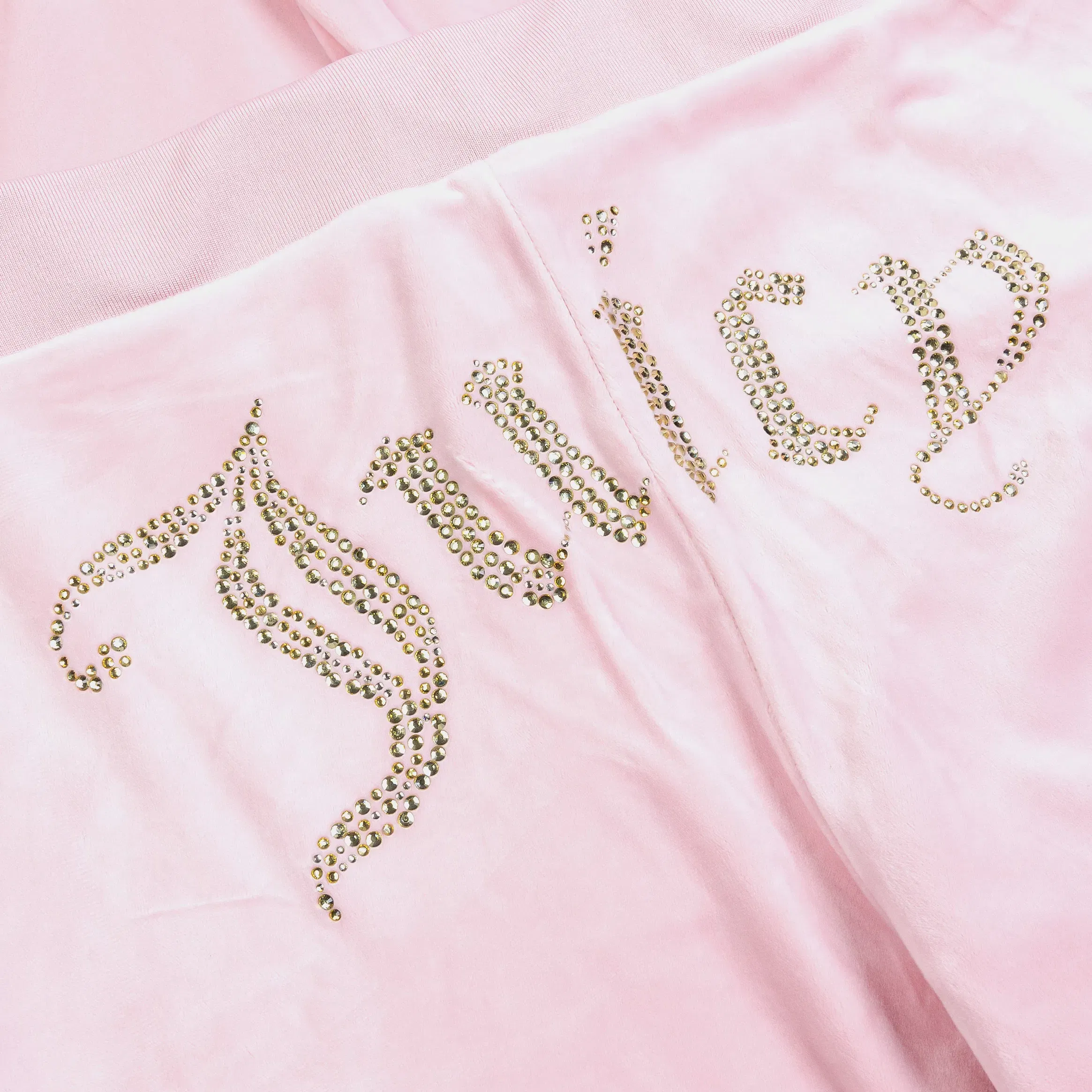 Juicy Couture Og Big Bling Velour Womens Track Pants (Pink/Gold)